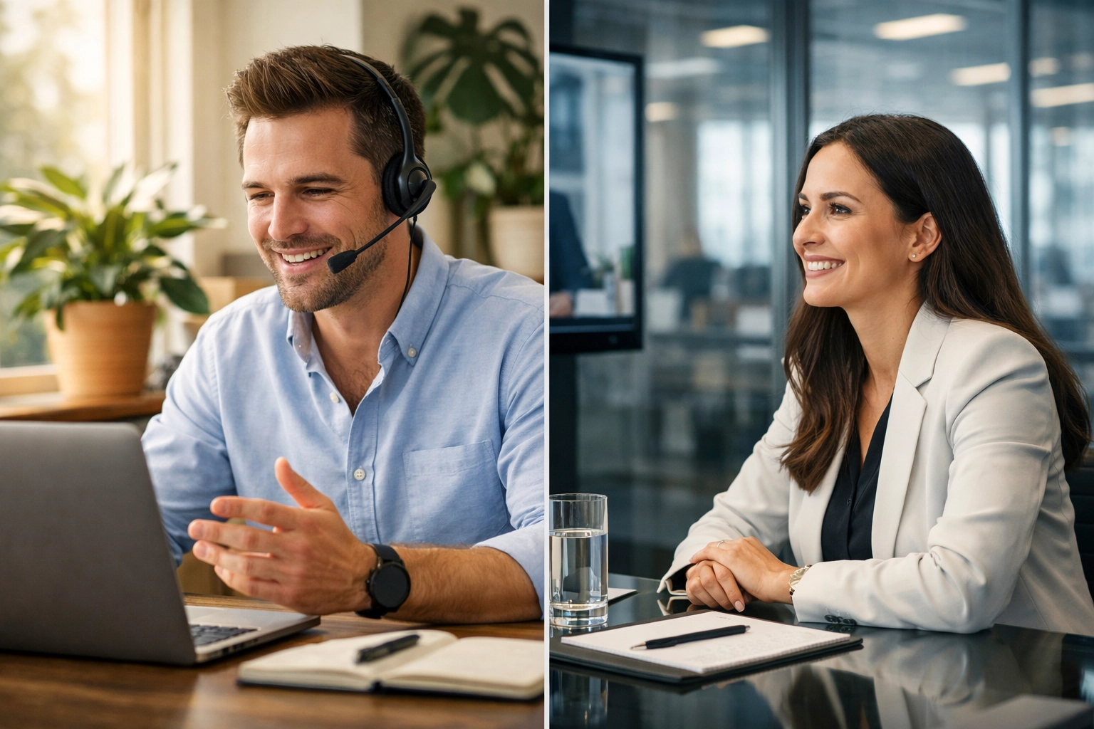 Hybrid employees collaborating seamlessly using business VoIP Canada communication tools.
