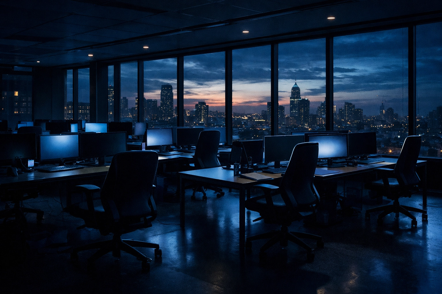 Empty Google office workspace representing employee protest over ICE contracts