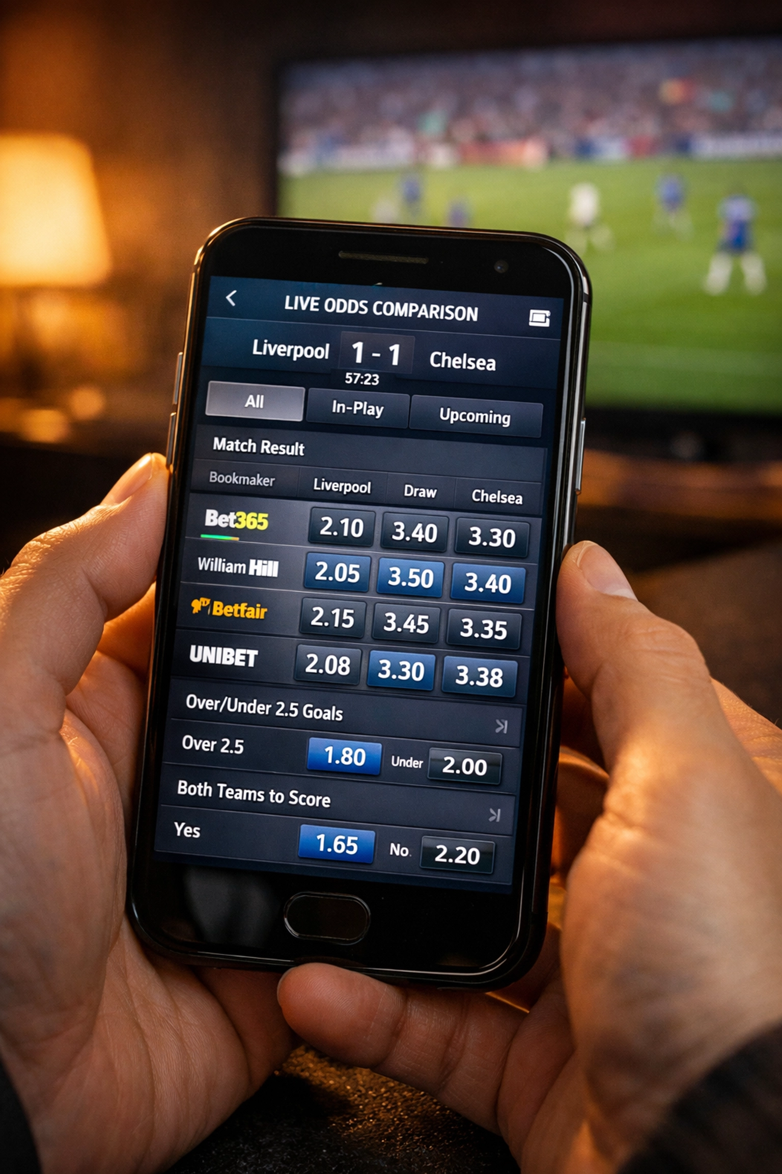 Quotenvergleich verschiedener Buchmacher auf Sportwetten-App für bessere Wettquoten