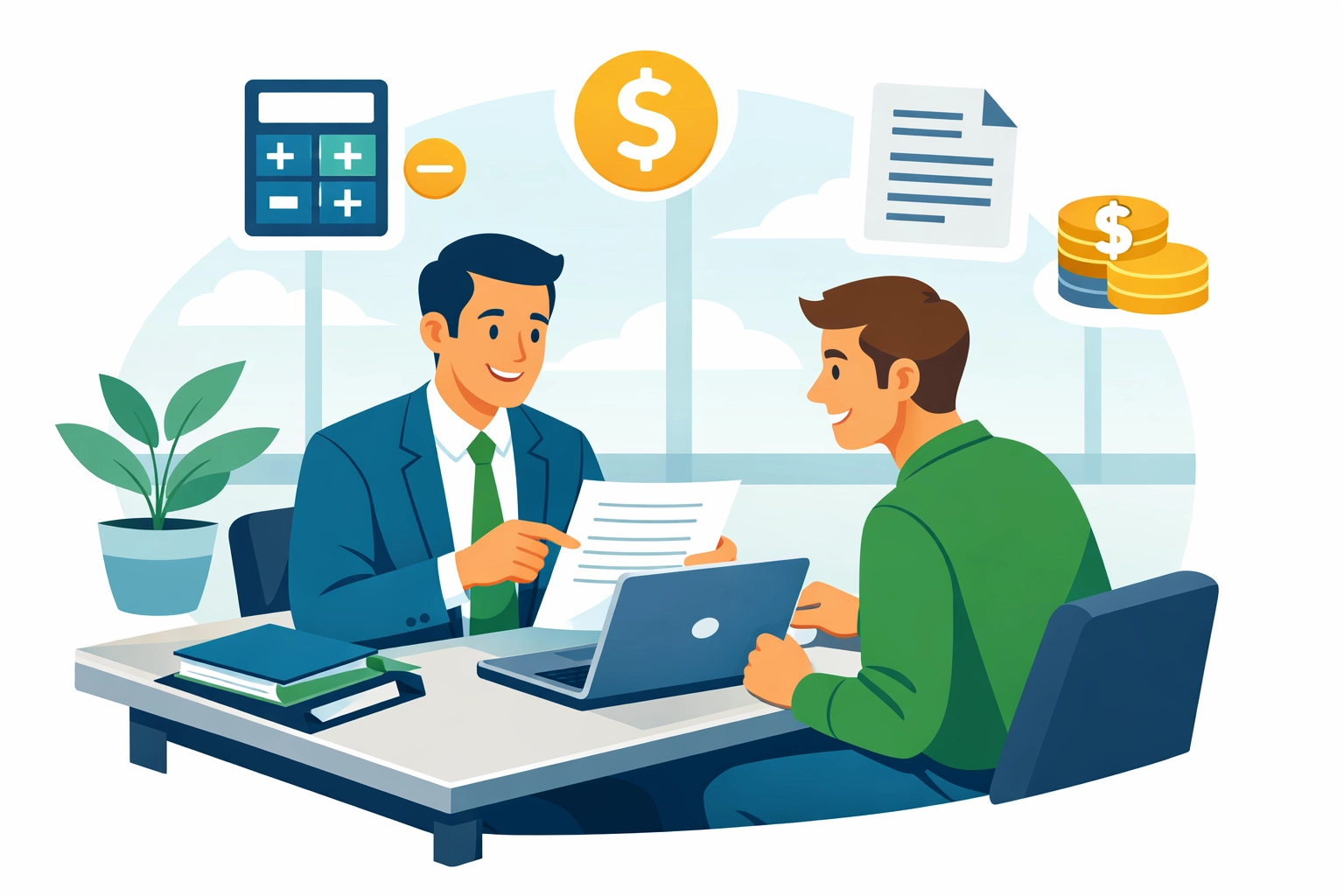 Concierge tax professional consulting with client in New Haven office