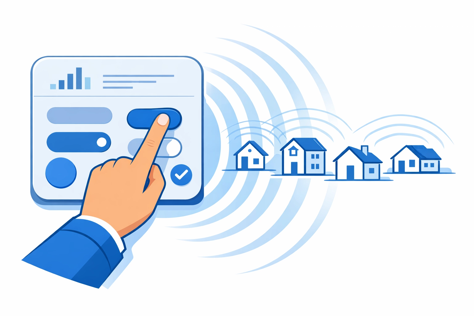 Self-serve ad dashboard showing localized digital voter outreach and community targeting.