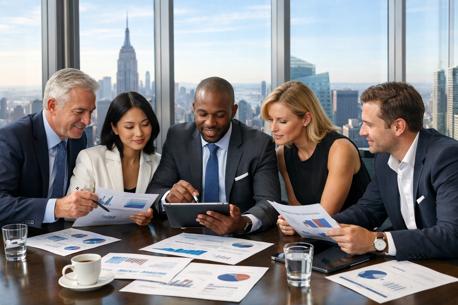 Dakdan Worldwide strategic consulting team collaborating on global brand strategy in a modern boardroom.