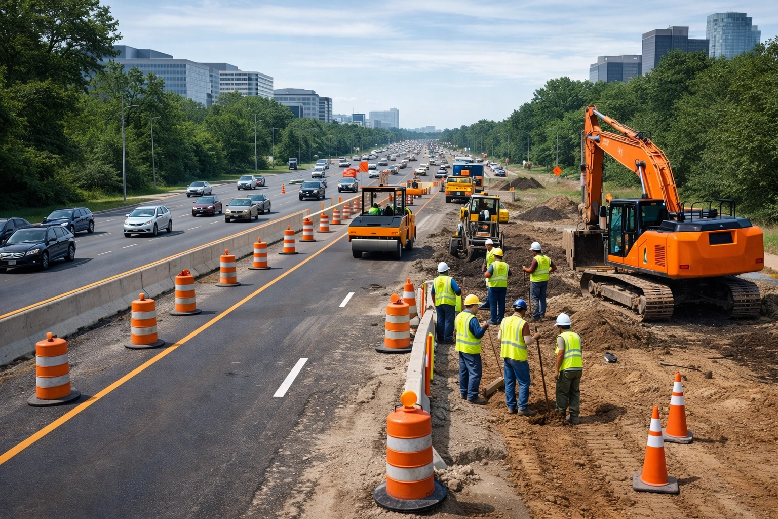 Route 7 road construction project between Tysons Corner and Reston Virginia