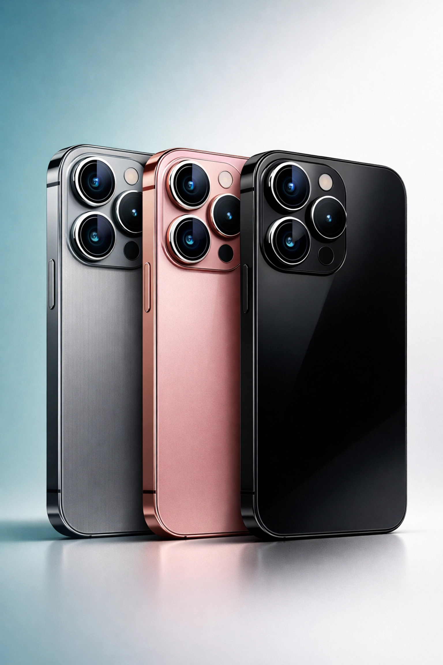 Three high-end smartphones in different colors, perfect for finding the right phone for you.