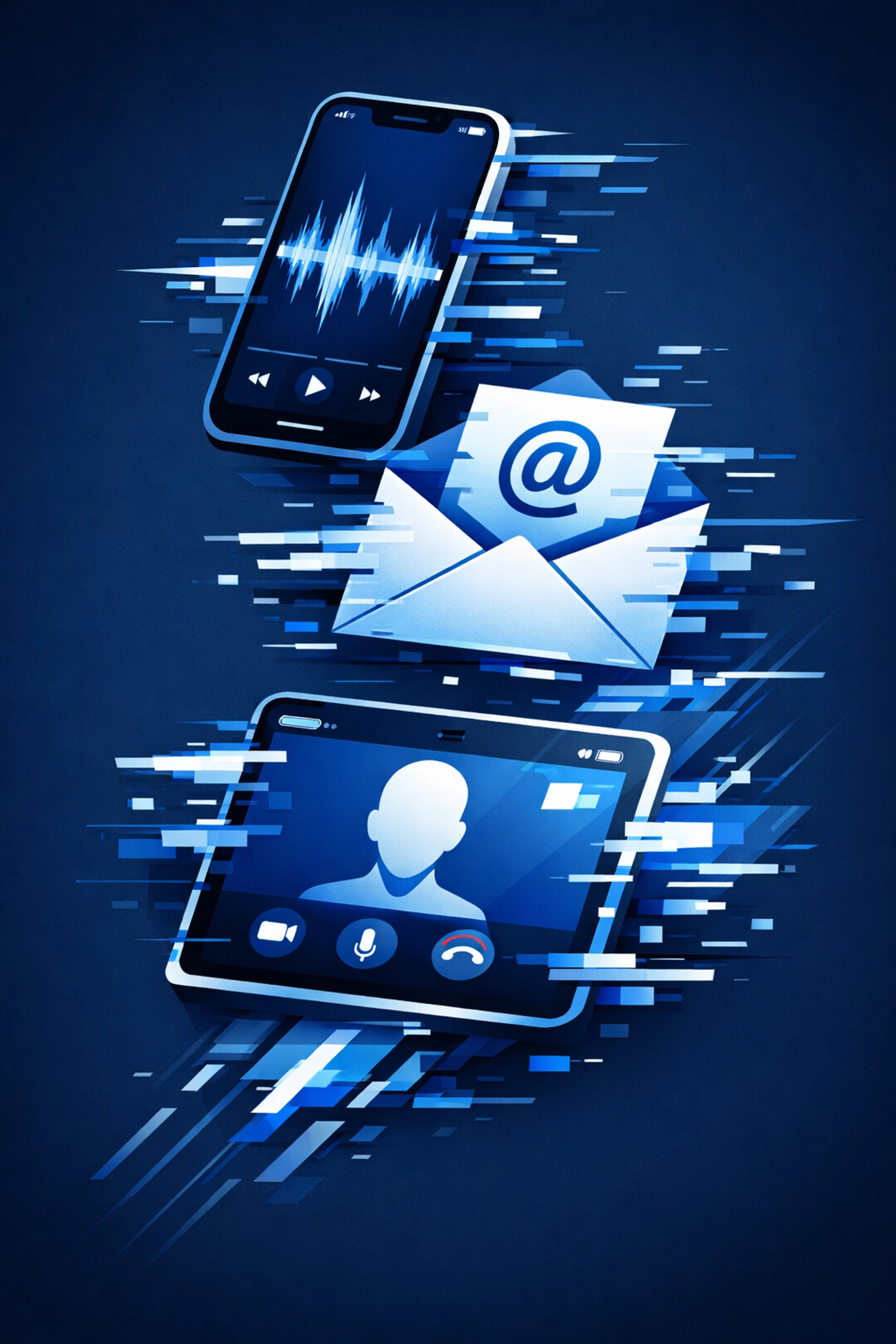 Deepfake and phishing threats using fake emails, calls, and video communications