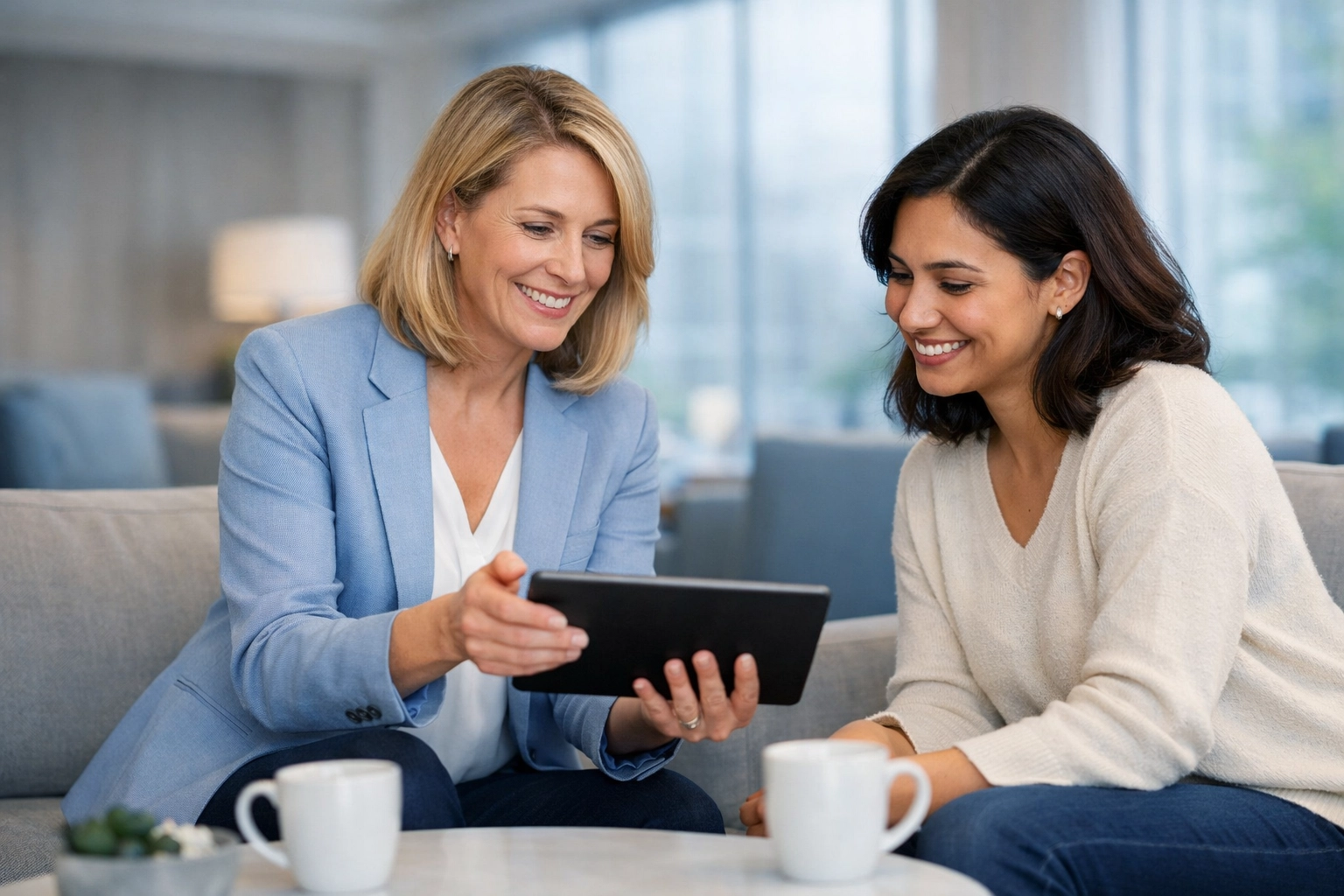 Professional advisor showing a client how to borrow 1,000 dollars in Canada without a credit check.