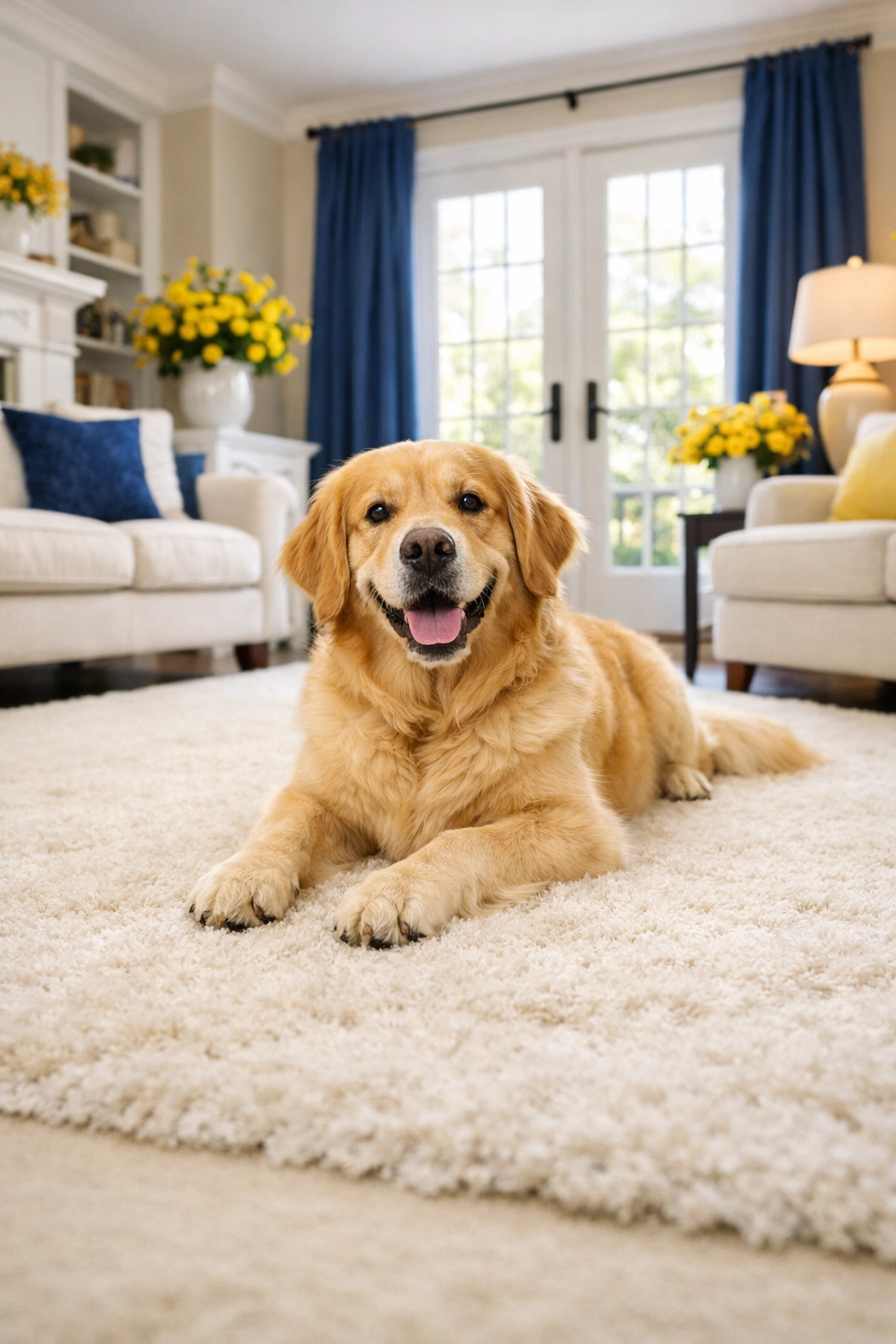 A healthy home in Lowell MA with a clean rug safe for pets after professional maid services.