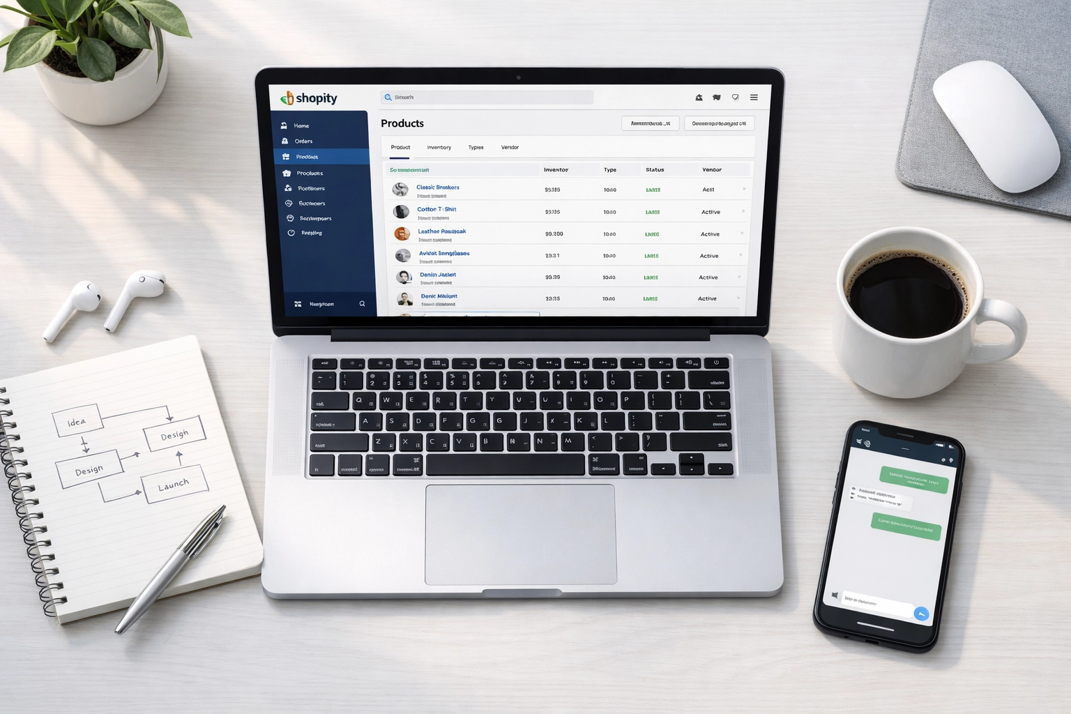 Shopify dashboard displaying product catalog and agentic commerce infrastructure