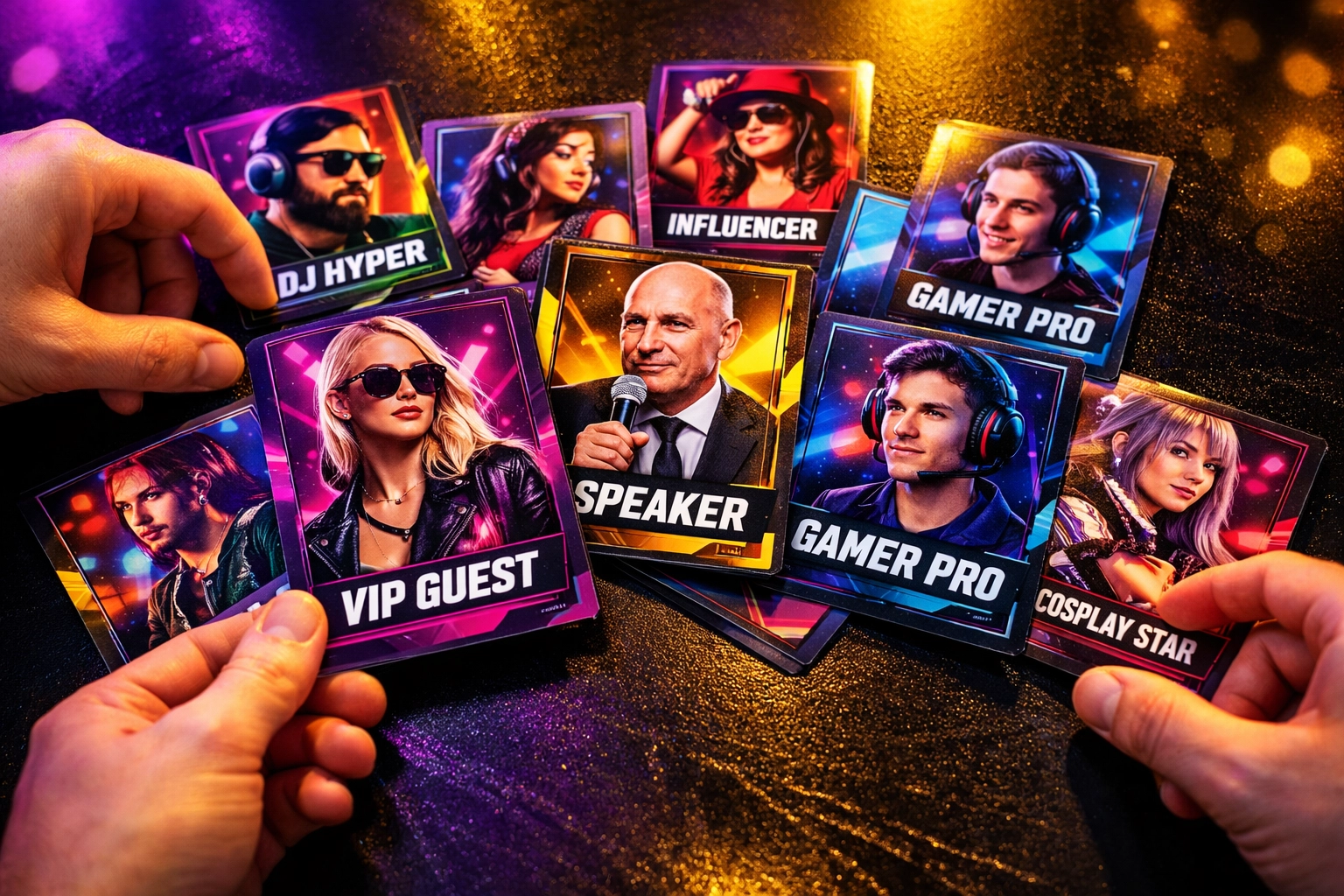 Custom event trading cards with professional portraits for Philadelphia corporate events