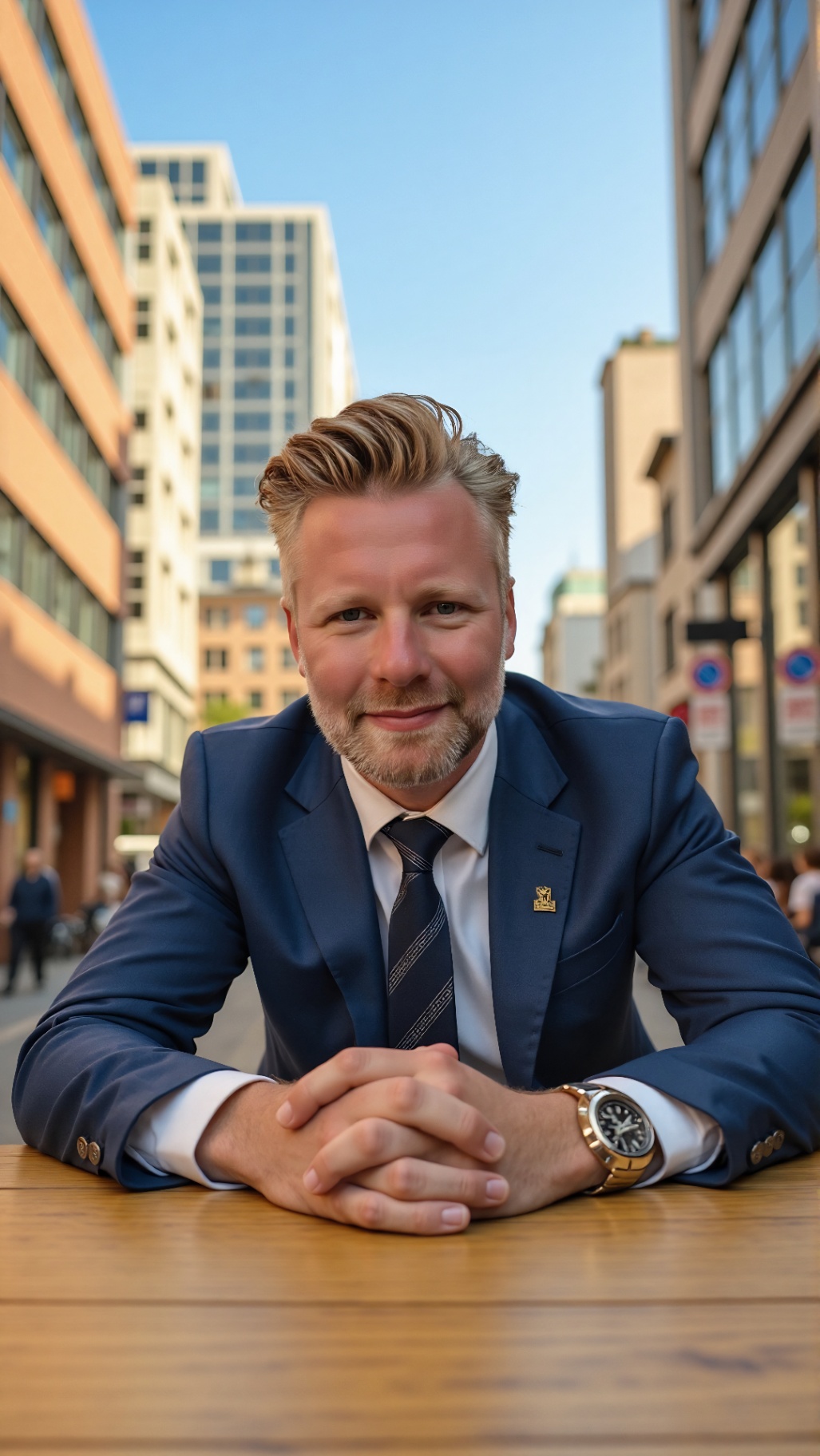 Business professional in a blue suit