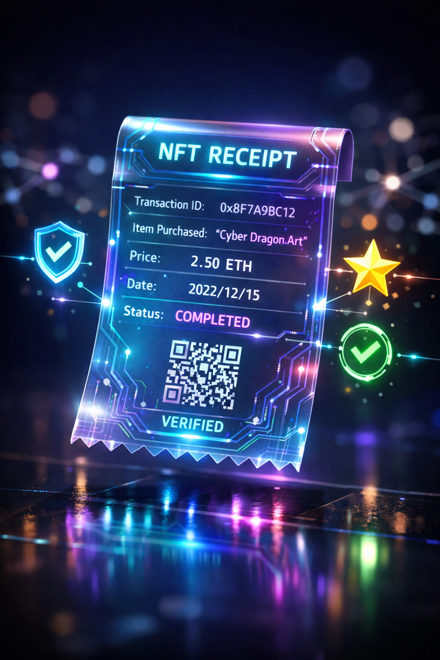 NFT receipt with warranty tracking and loyalty program integration for crypto payments