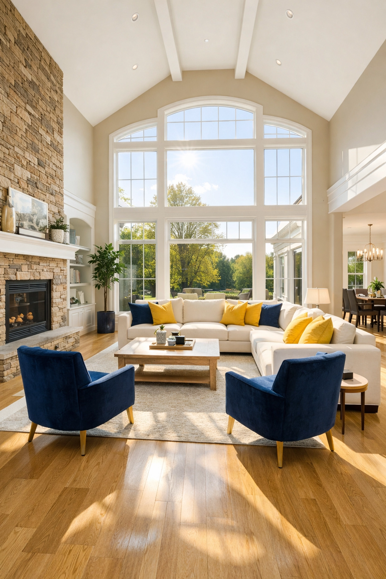 Spotless Leominster living room after a professional post construction cleaning service.