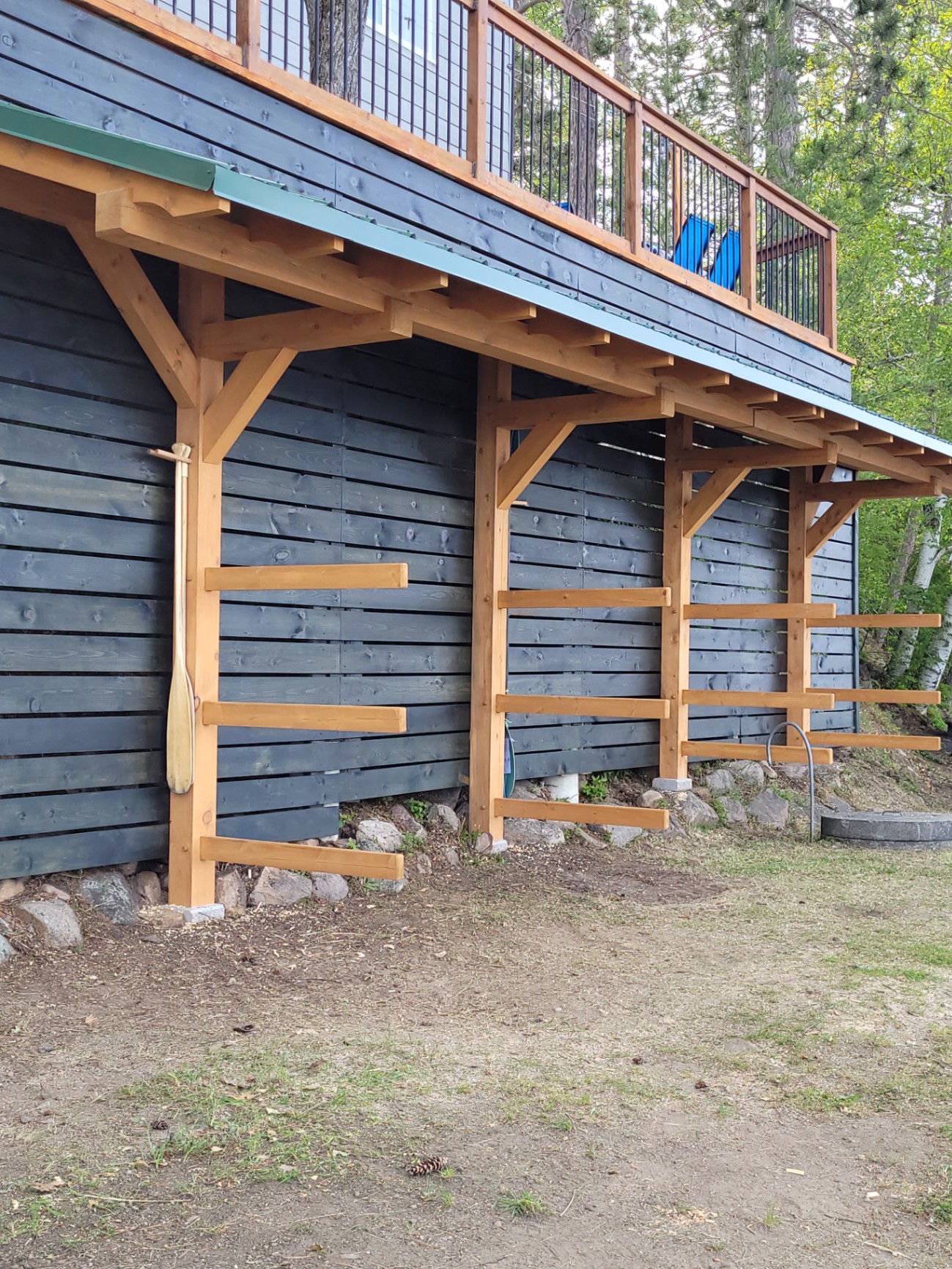 The finished custom boat storage racks, built to withstand the seasons.