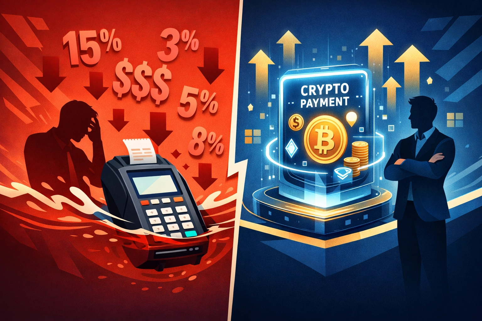 Comparison of traditional payment processor fees versus LarePAY crypto payment savings