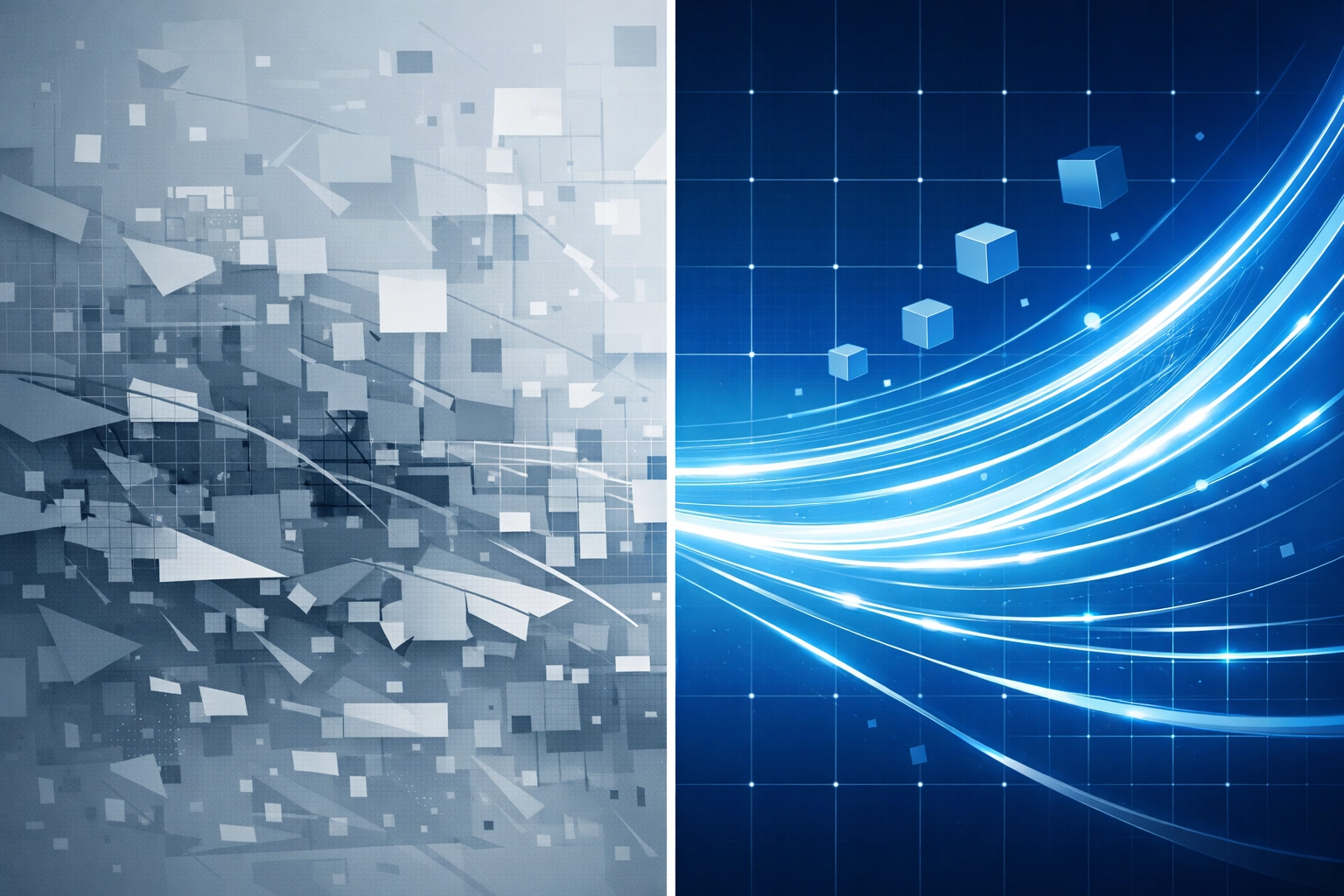 Comparison of poor data quality versus clean organized data for effective workflow automation