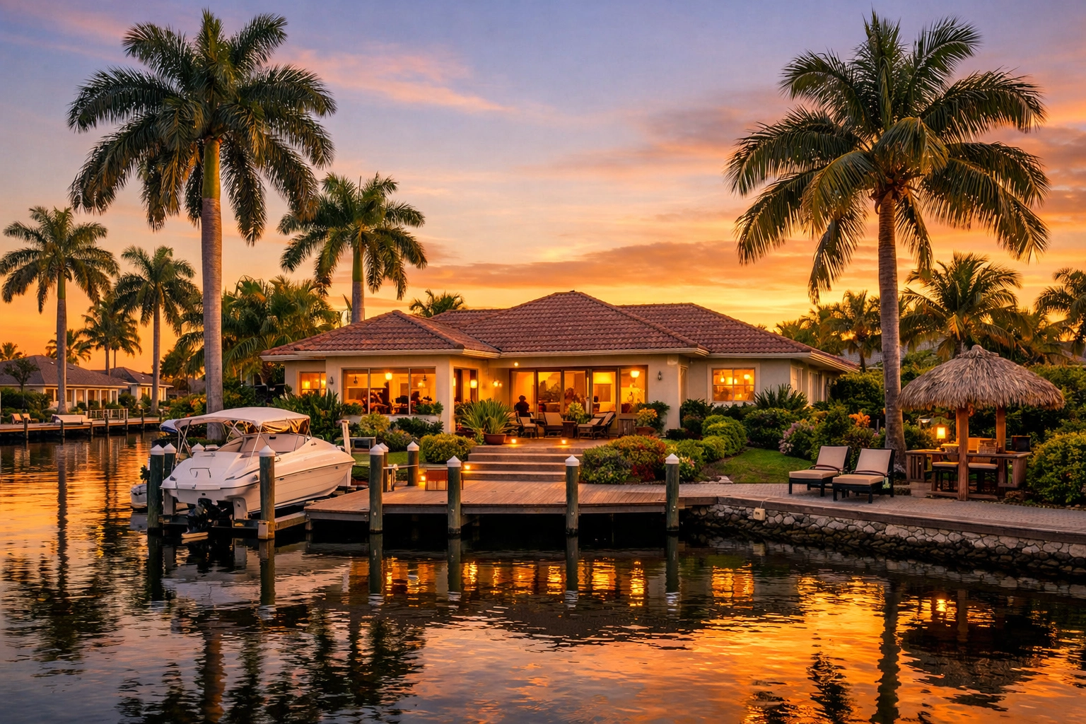 Luxury waterfront home in Southeast Cape Coral with a private dock on a saltwater canal.