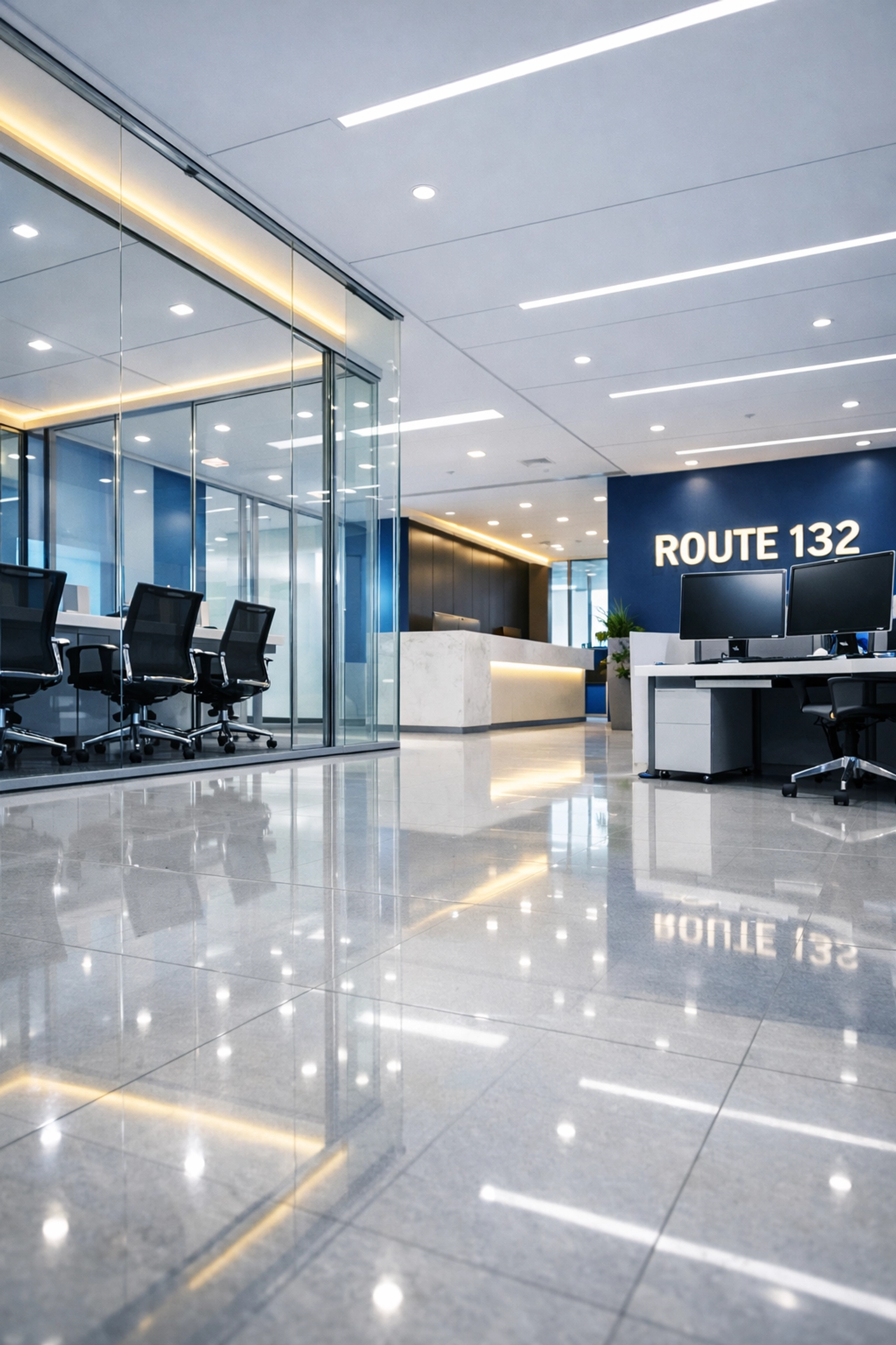 Pristine commercial office space in Barnstable featuring spotless floors and professional maintenance.