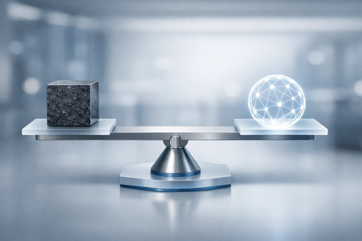 Balance scale comparing market comparables with future revenue projections for a defensible startup valuation.