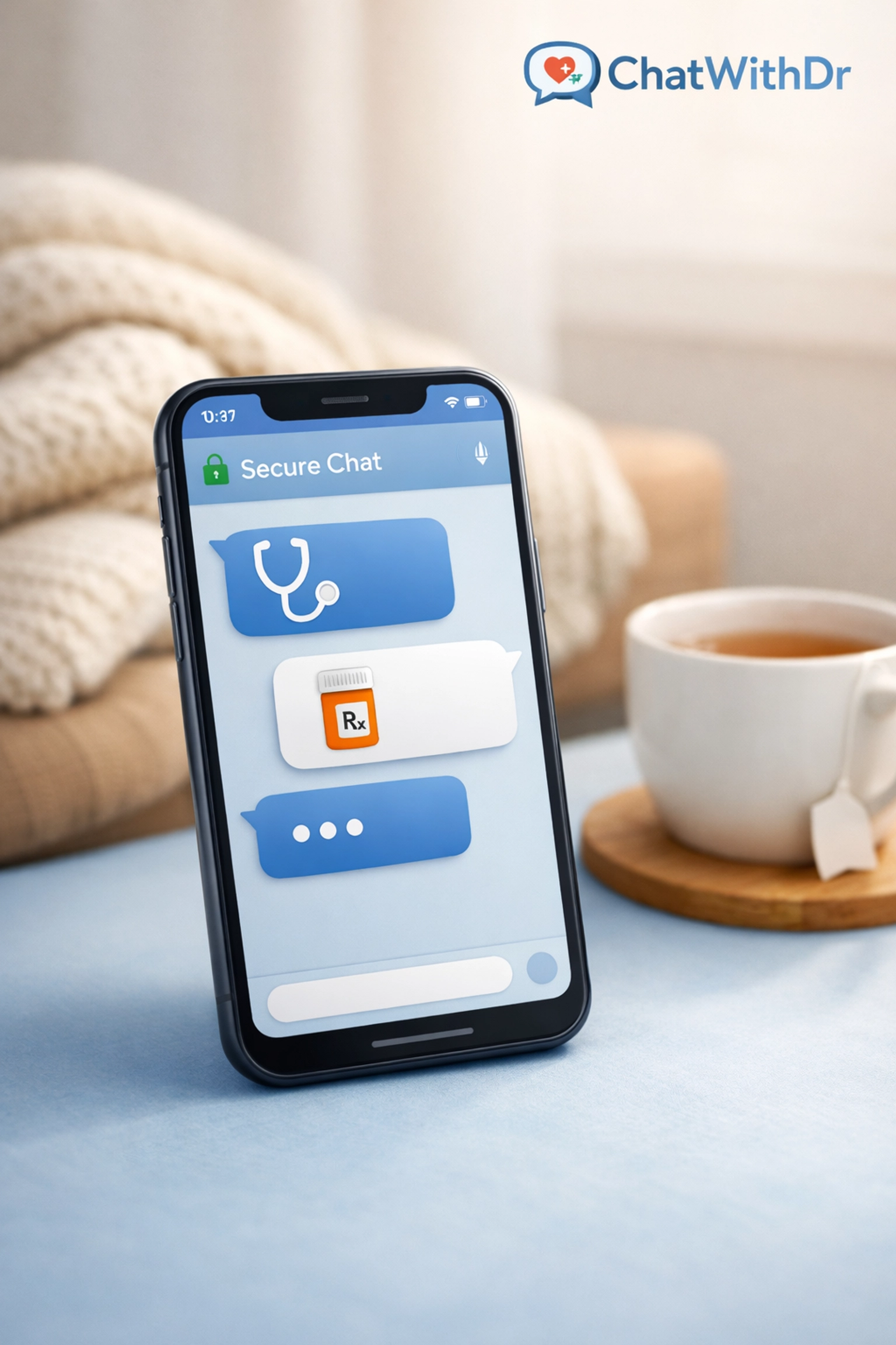 Secure medical messaging on smartphone for online UTI and yeast infection treatment