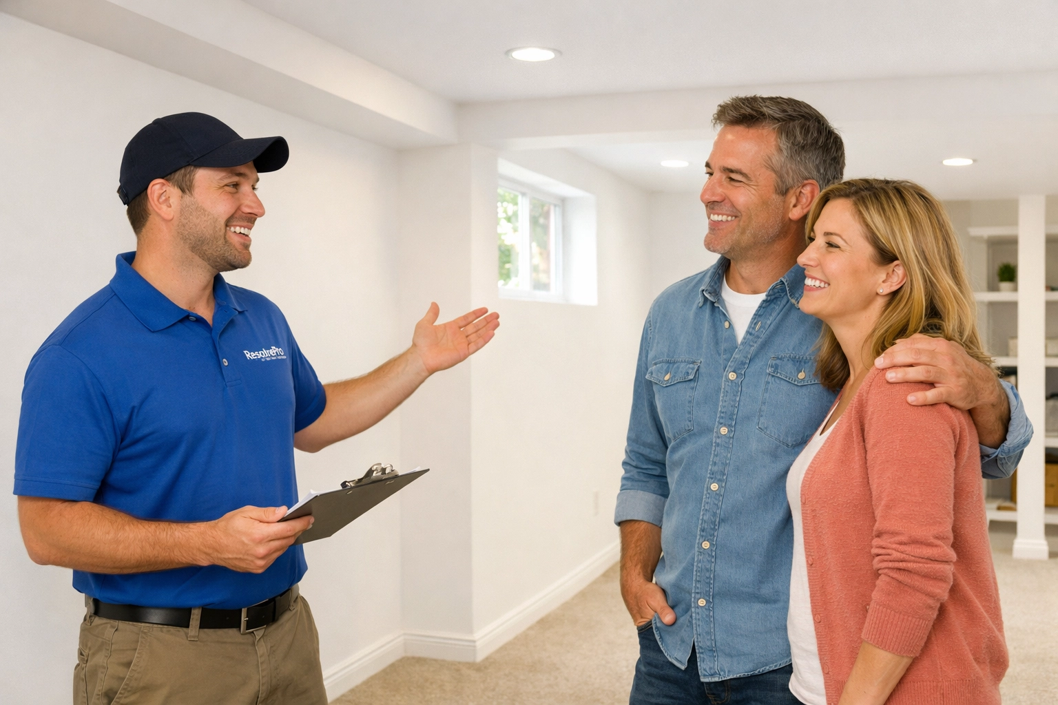 Satisfied homeowners with professional after completed mold remediation in Bucks County