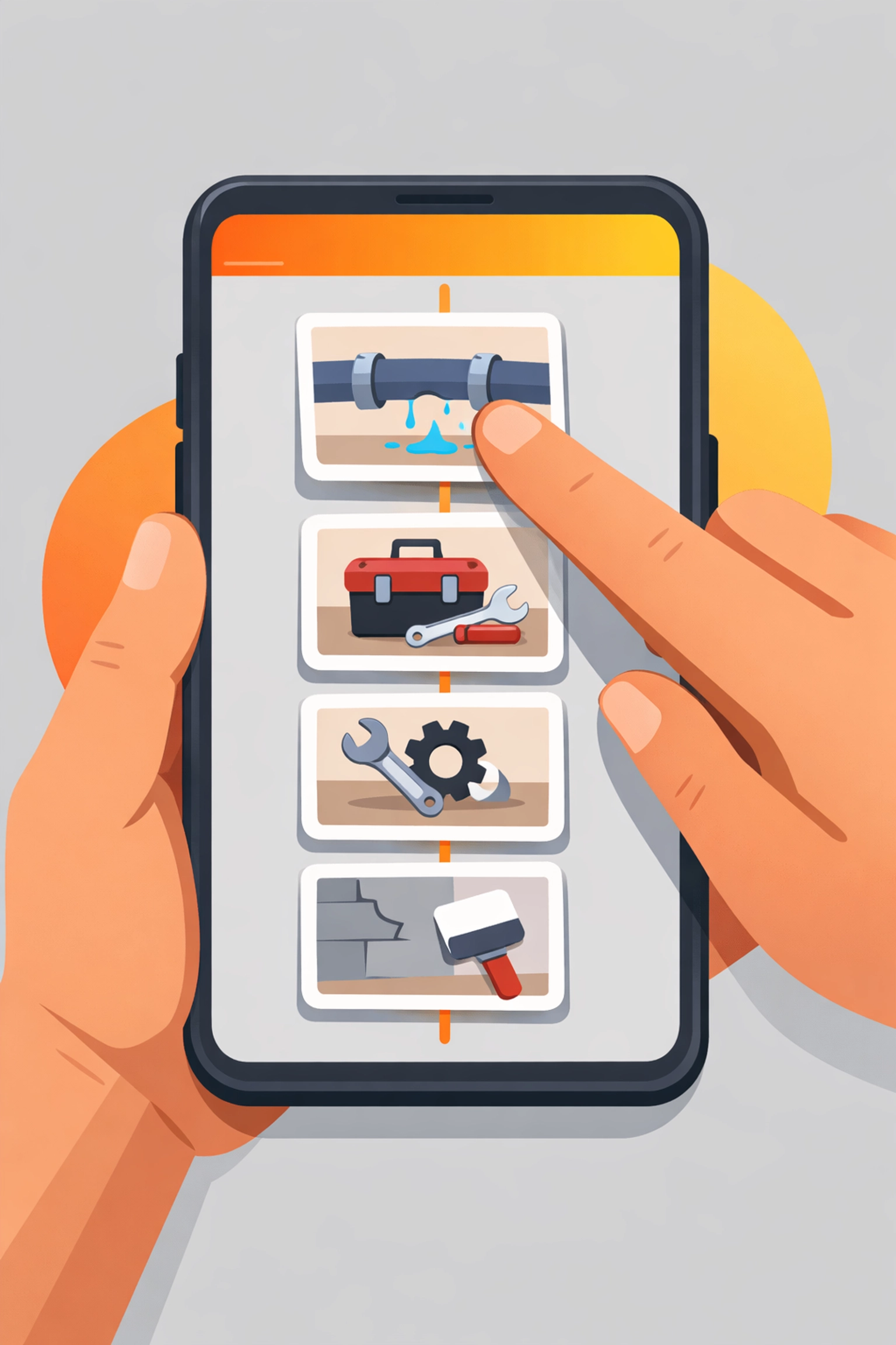 Organizing construction photo documentation into a job timeline using a mobile contractor job app interface.