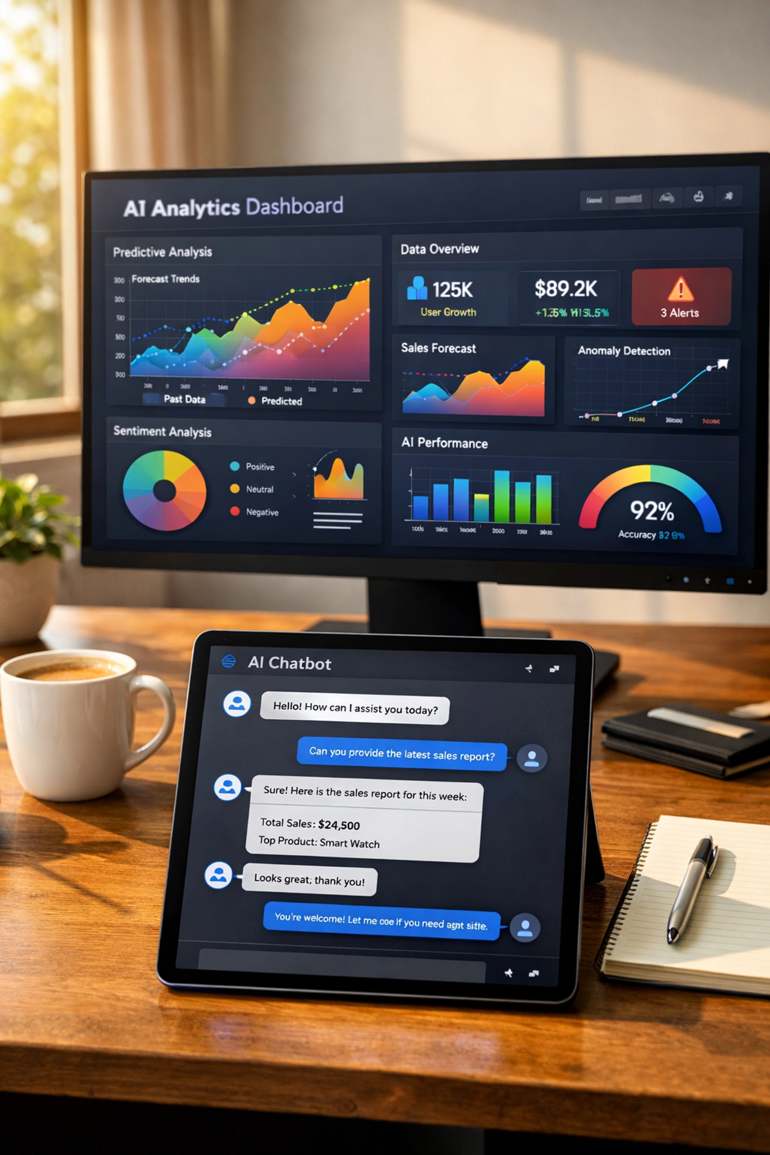 AI analytics dashboard displaying lead nurturing data and chatbot automation for real estate AI analytics dashboard displaying lead nurturing data and chatbot automation for real estate
