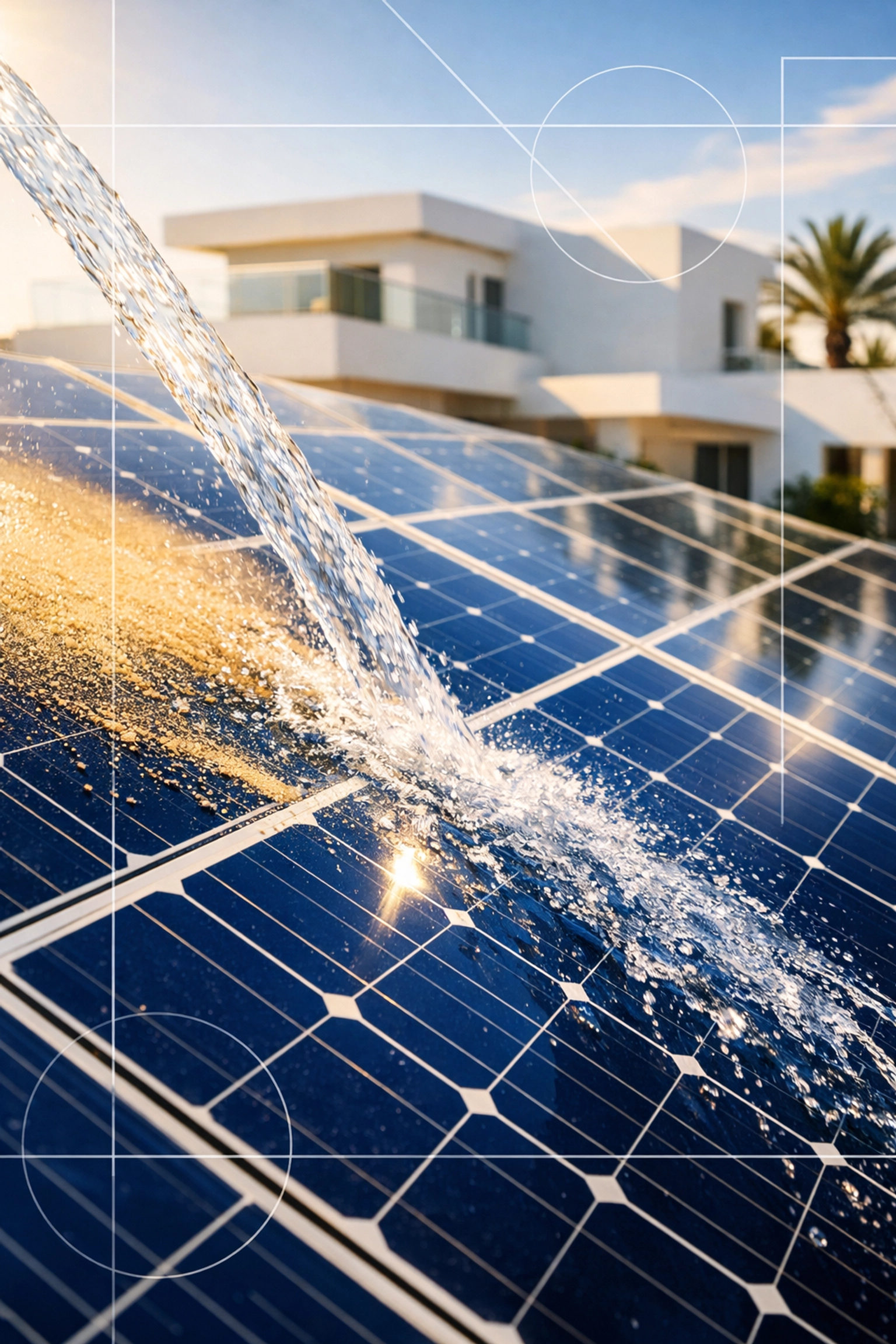 Nettoyage de panneaux solaires photovoltaïques en Tunisie pour optimiser le rendement et la production d'énergie.