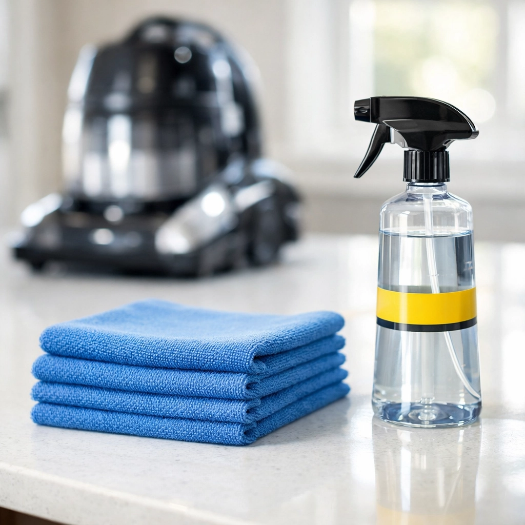 Premium microfiber and HEPA equipment used for professional luxury house cleaning in Newton MA.