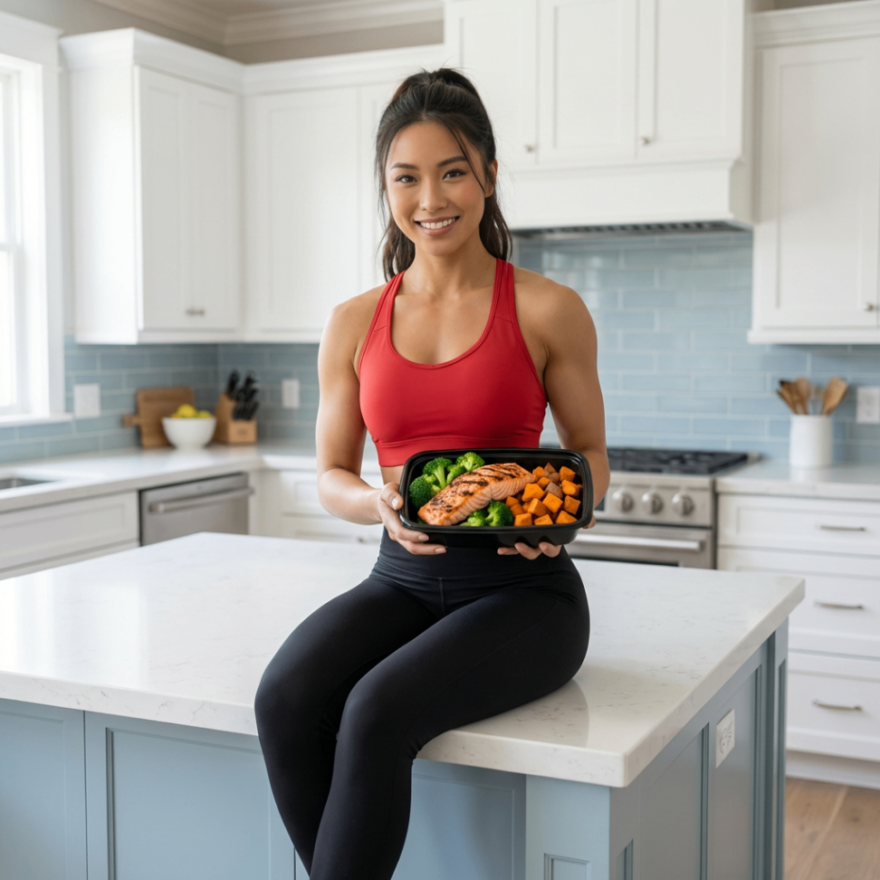 Athletic woman with Fuel Chef meal prep