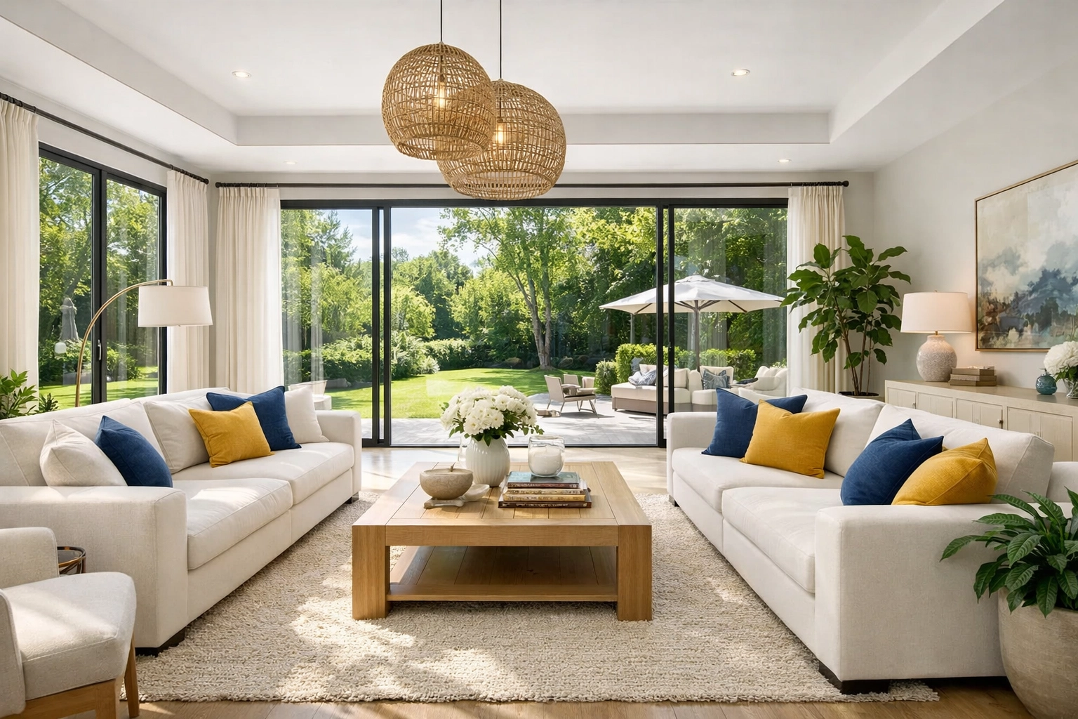 A perfectly organized living room in Pepperell MA, highlighting the benefits of professional cleaners Pepperell MA.