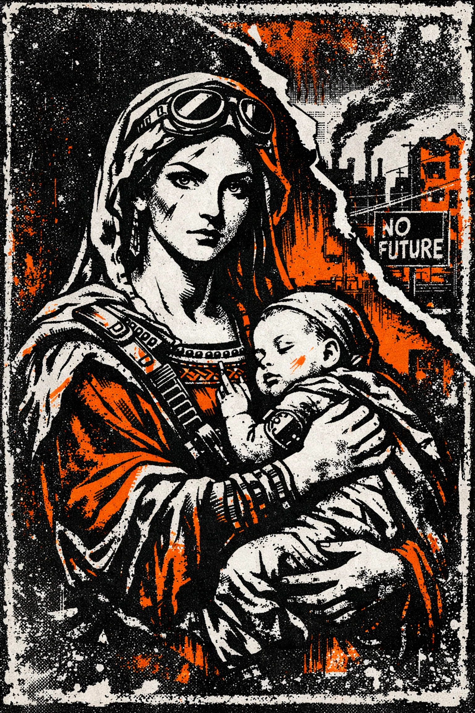 Defiant young mother with infant showing a historical perspective on teen pregnancy norms.