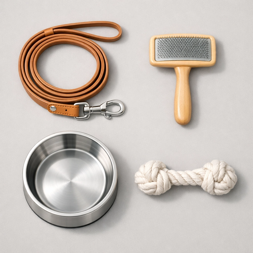 Curated pet care essentials representing easy-to-manage lifestyle benefits for HR managers.