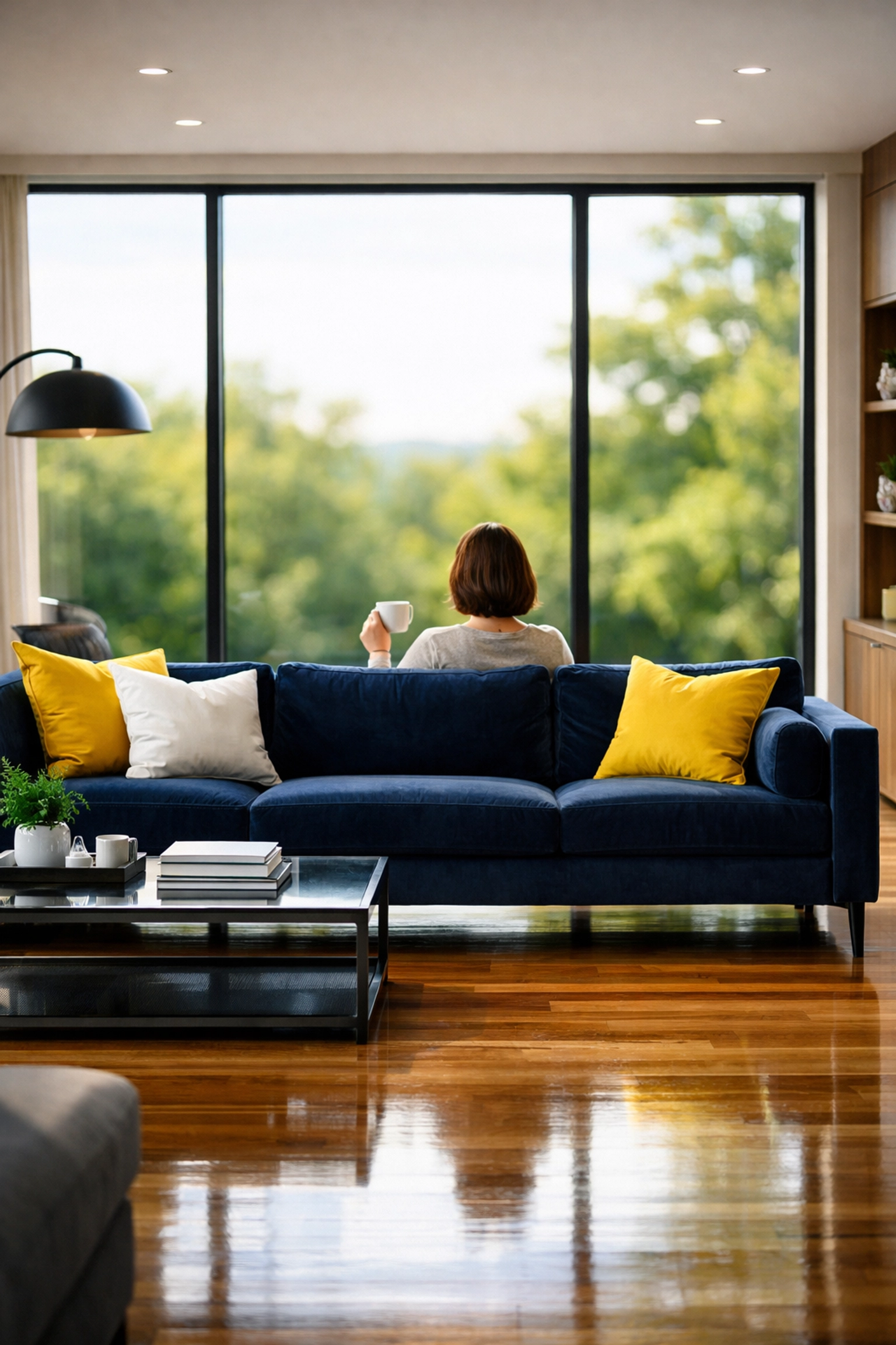 A person relaxing in a clean Worcester home, enjoying the freedom of professional house cleaning Worcester MA.
