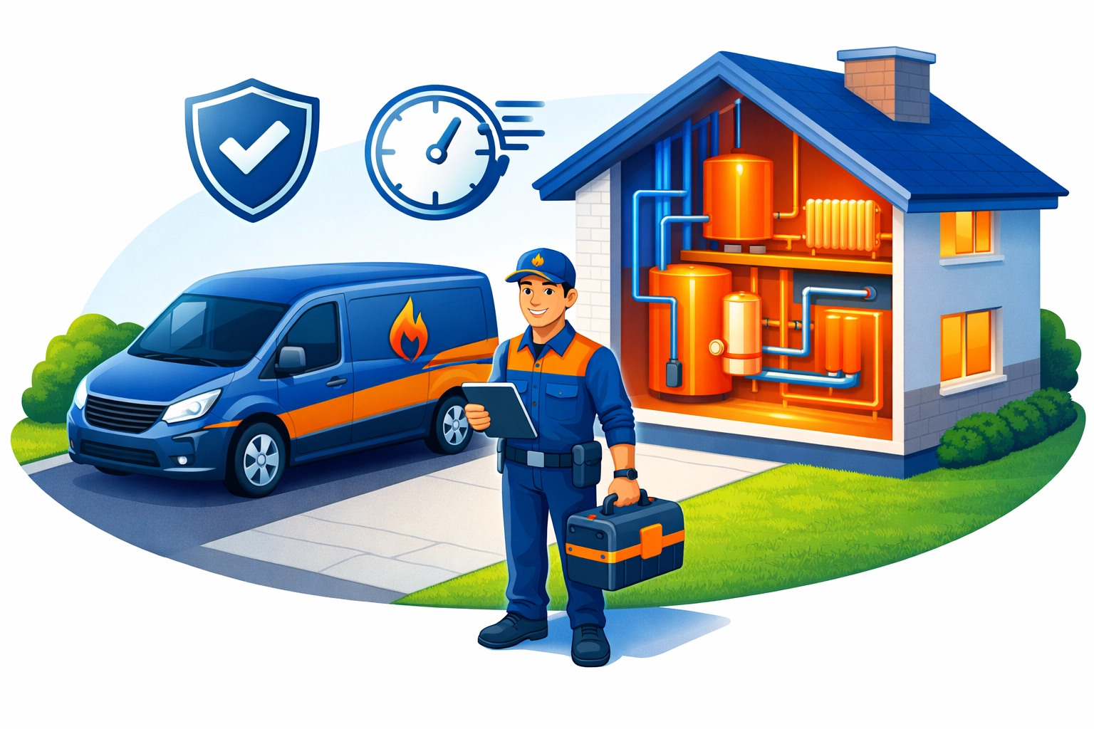 Fast emergency plumber in Farnham arriving at a home to repair heating and plumbing systems safely.