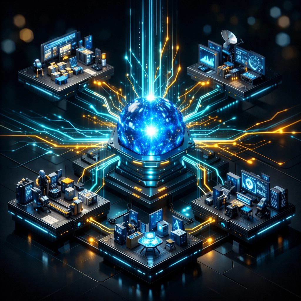 A digital engine representing a business process automation framework for scaling an SMB efficiently.