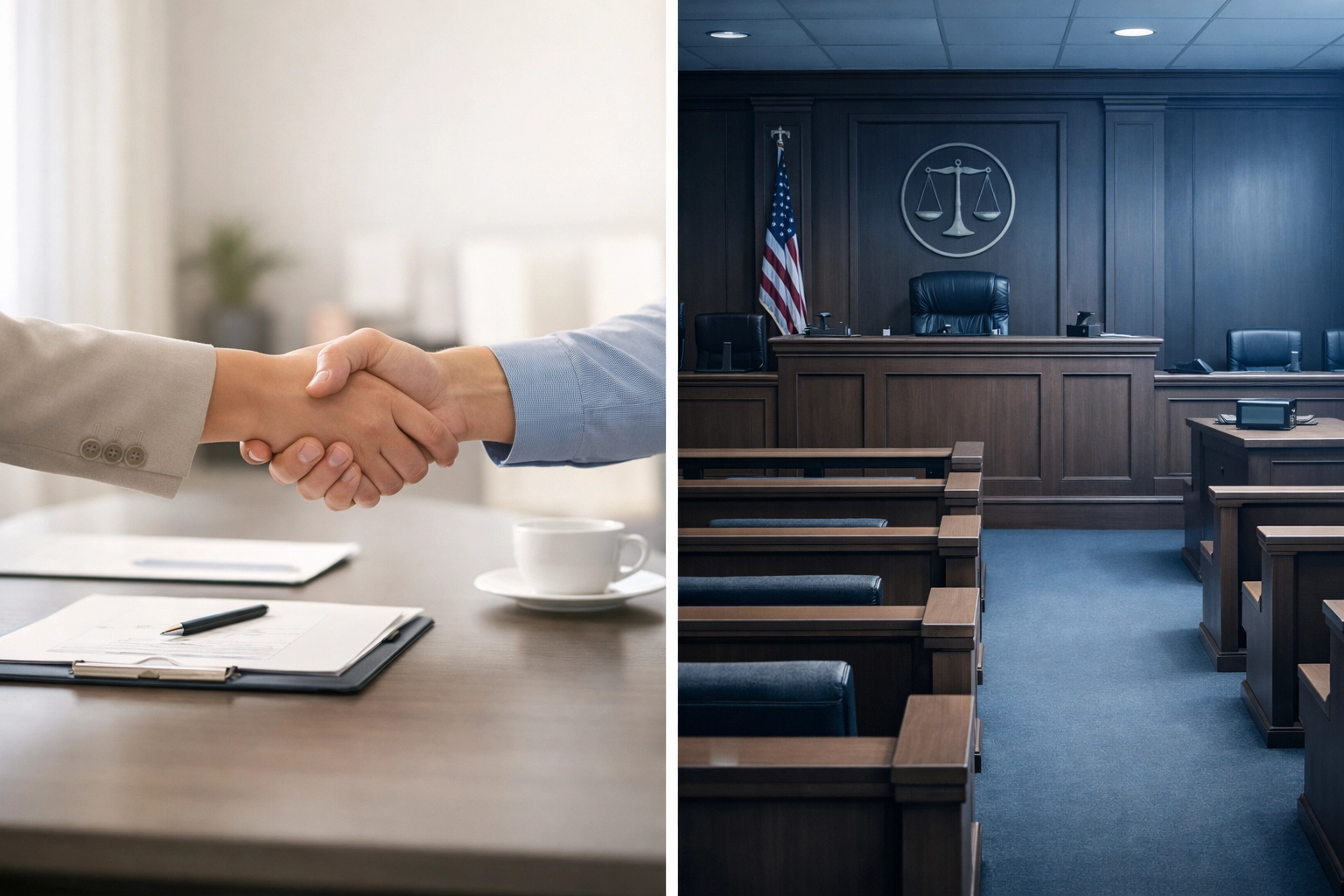 Uncontested divorce negotiation vs contested divorce courtroom in Virginia Beach