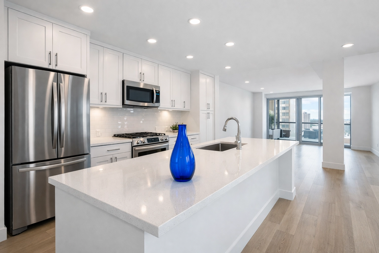 Sparkling kitchen with clean appliances ready for a move-in/move-out cleaning Lowell professional service.