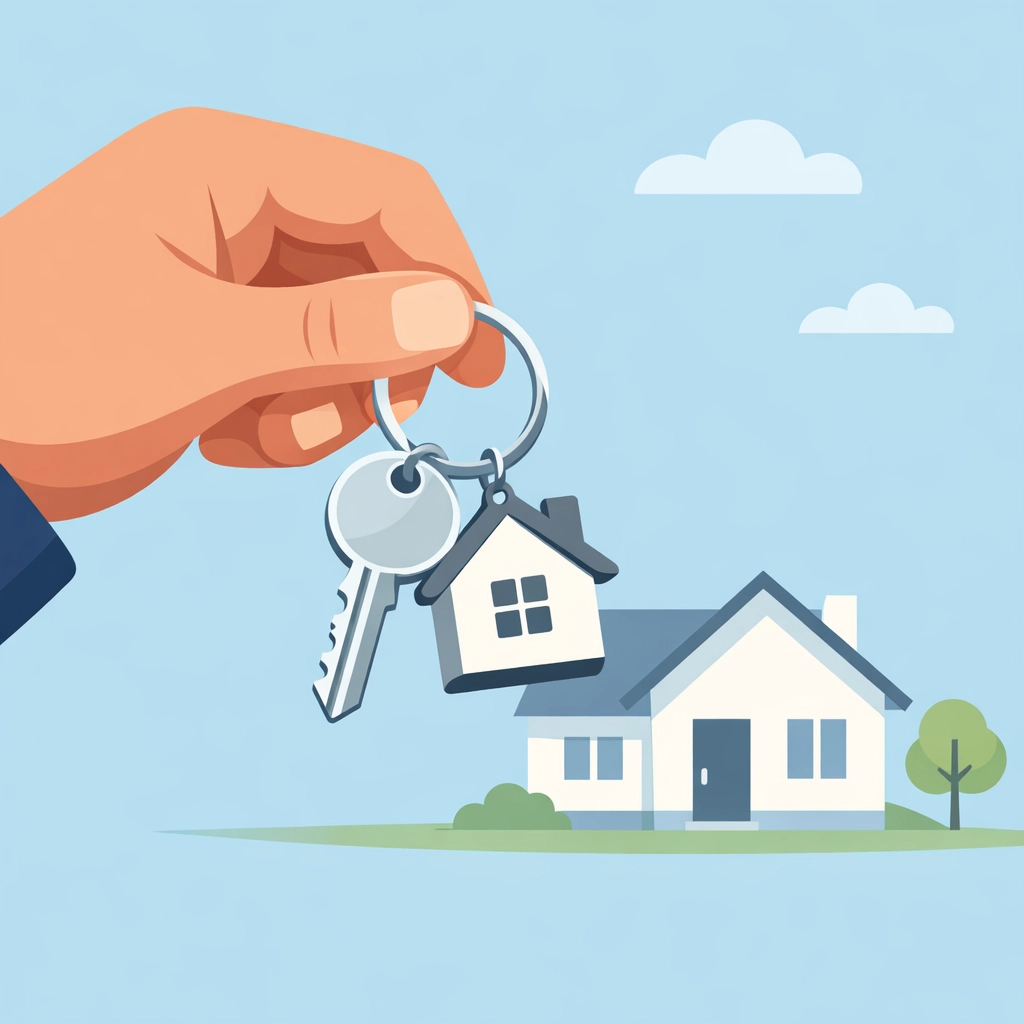 Entrega de llaves simbolizando el éxito del crédito para comprar casa.