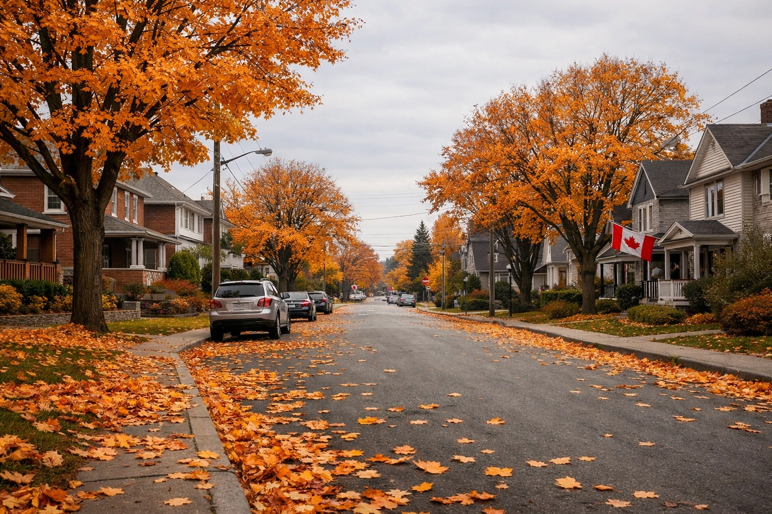 A quiet Canadian street representing secure payday and installment loans in Ontario.