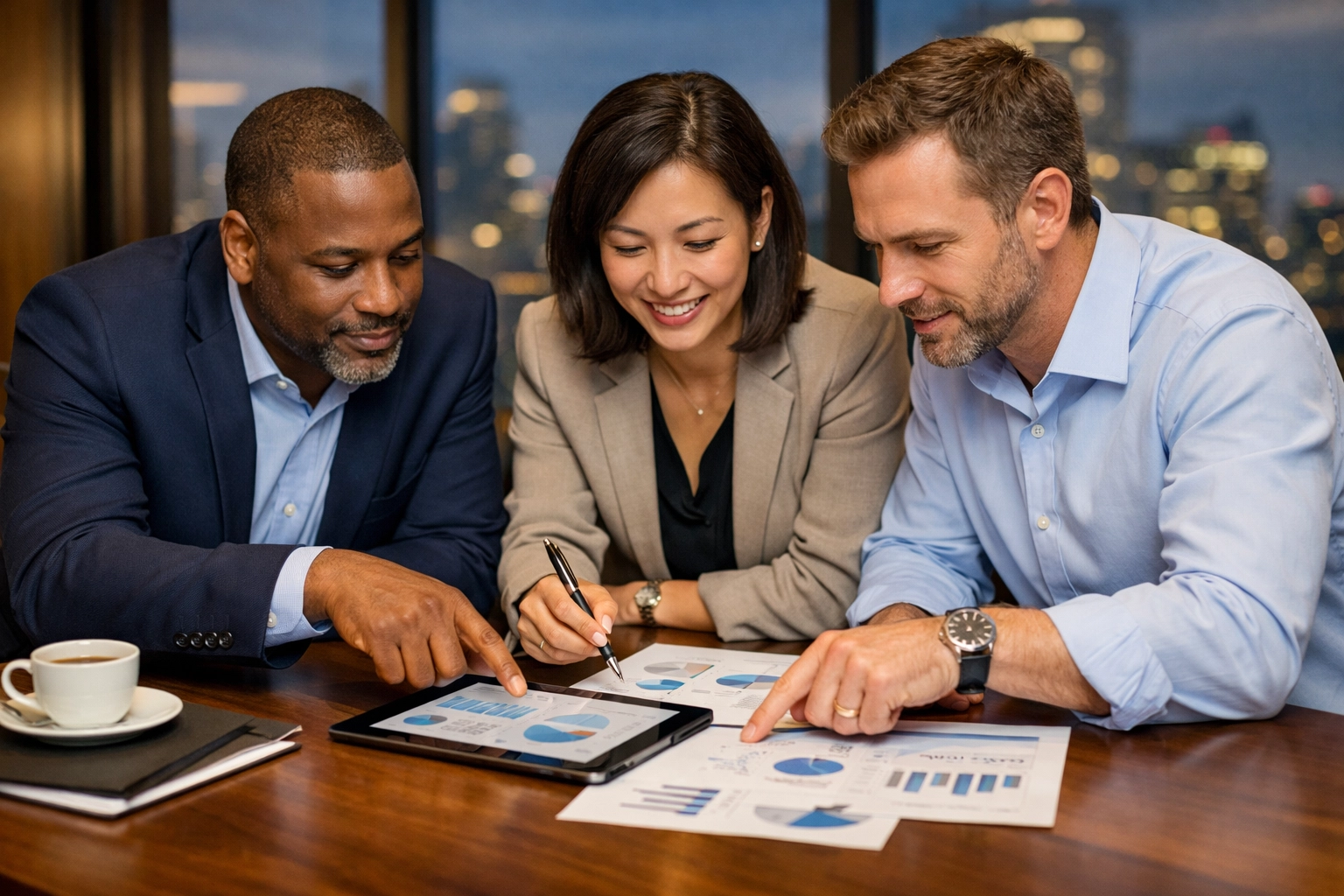 Team collaborating on an MSP business strategy and scaling plan in a boardroom session.