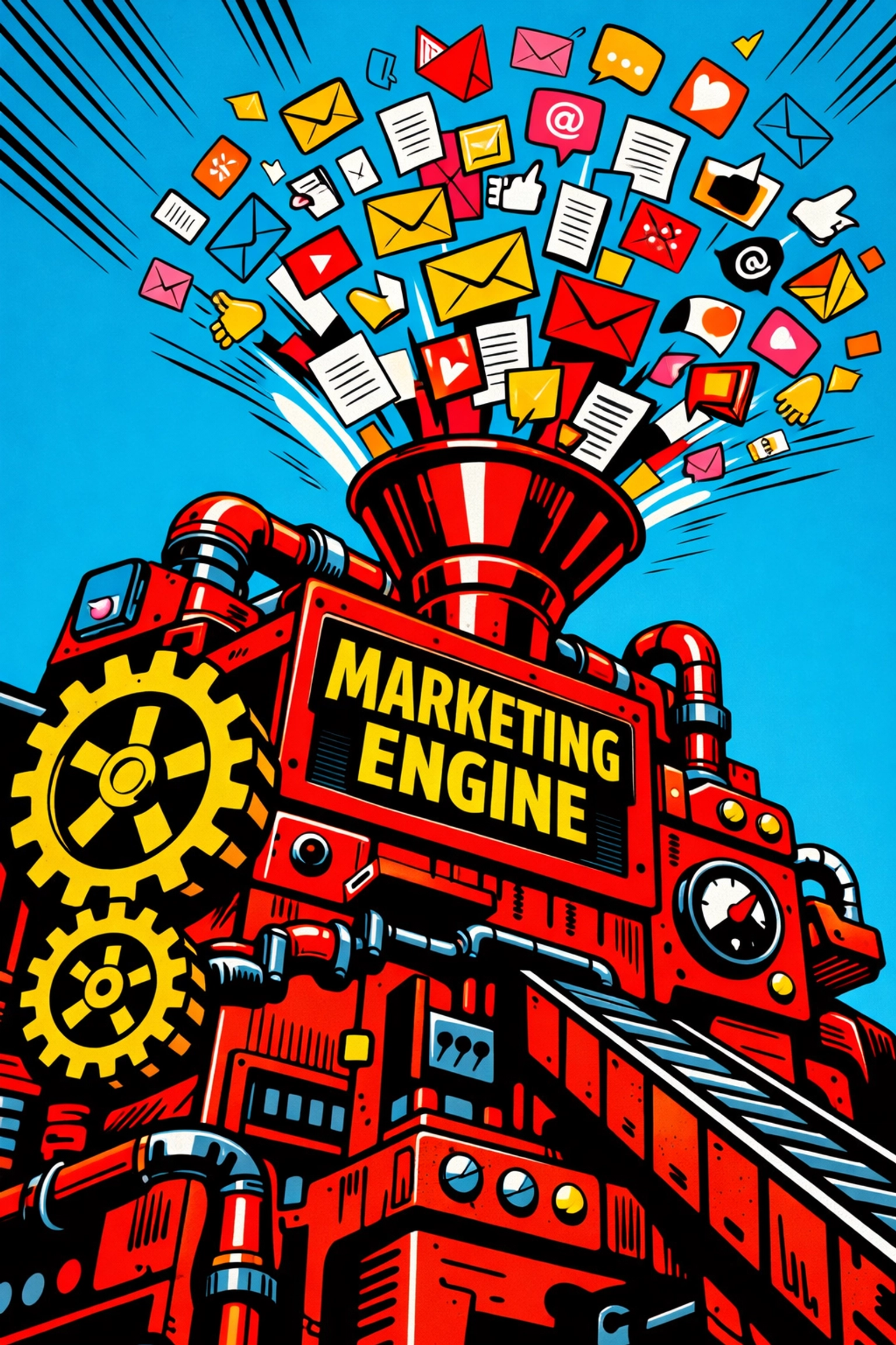 A powerful marketing engine machine automating content generation and high-volume business documents.