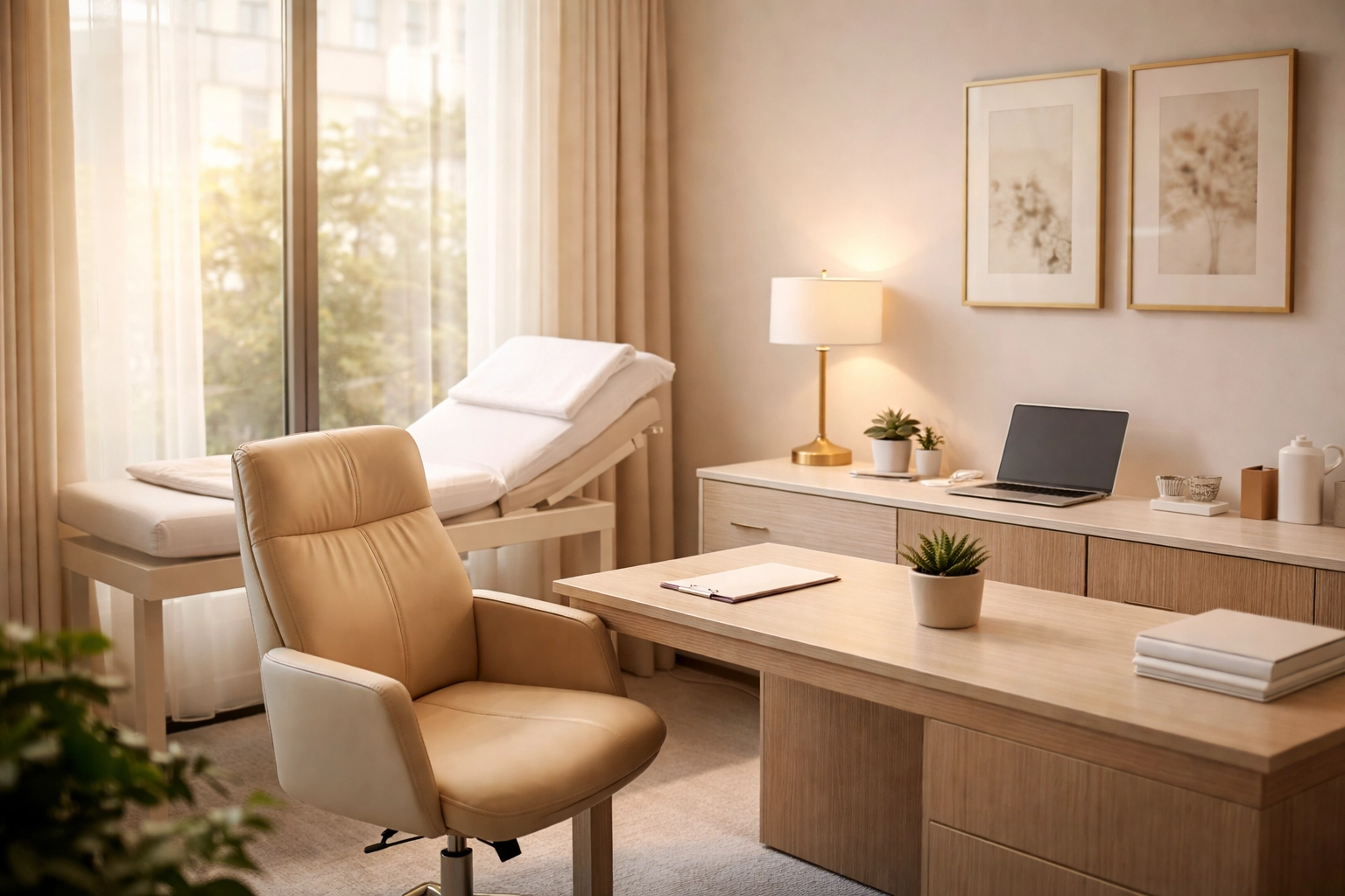 Modern medical consultation room with natural light, supporting hormone optimization and wellness in Las Vegas.