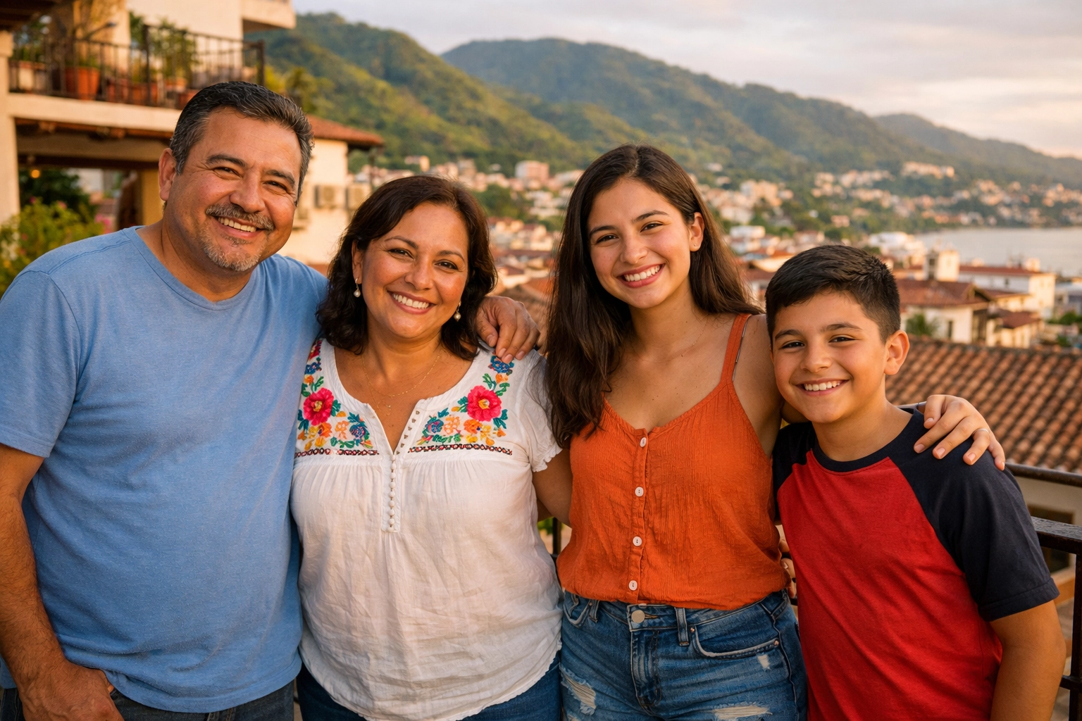 Local family welcoming guests at their Old Town Puerto Vallarta condo rental