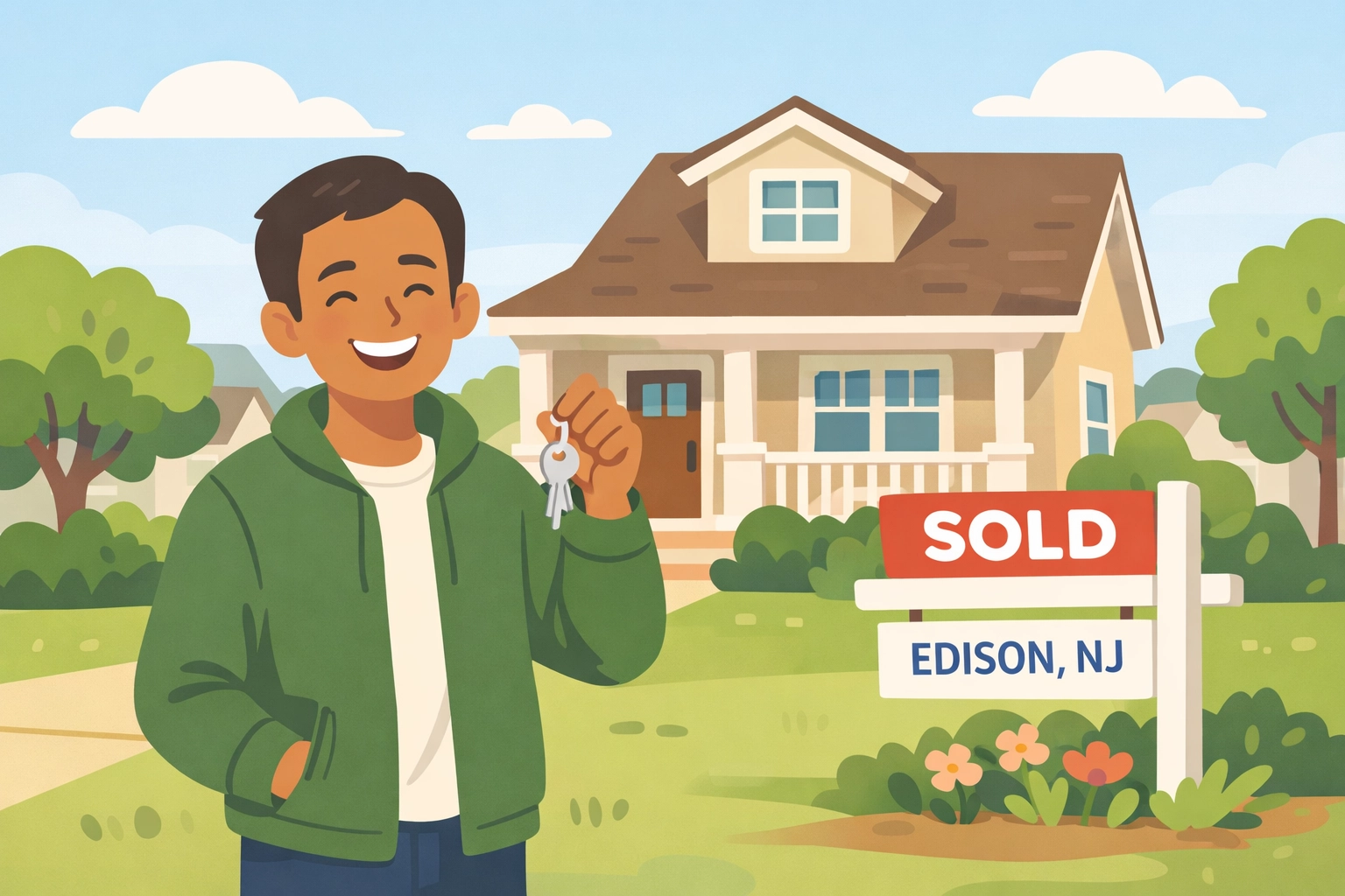 Happy homeowner sold house fast in Edison NJ with keys in hand