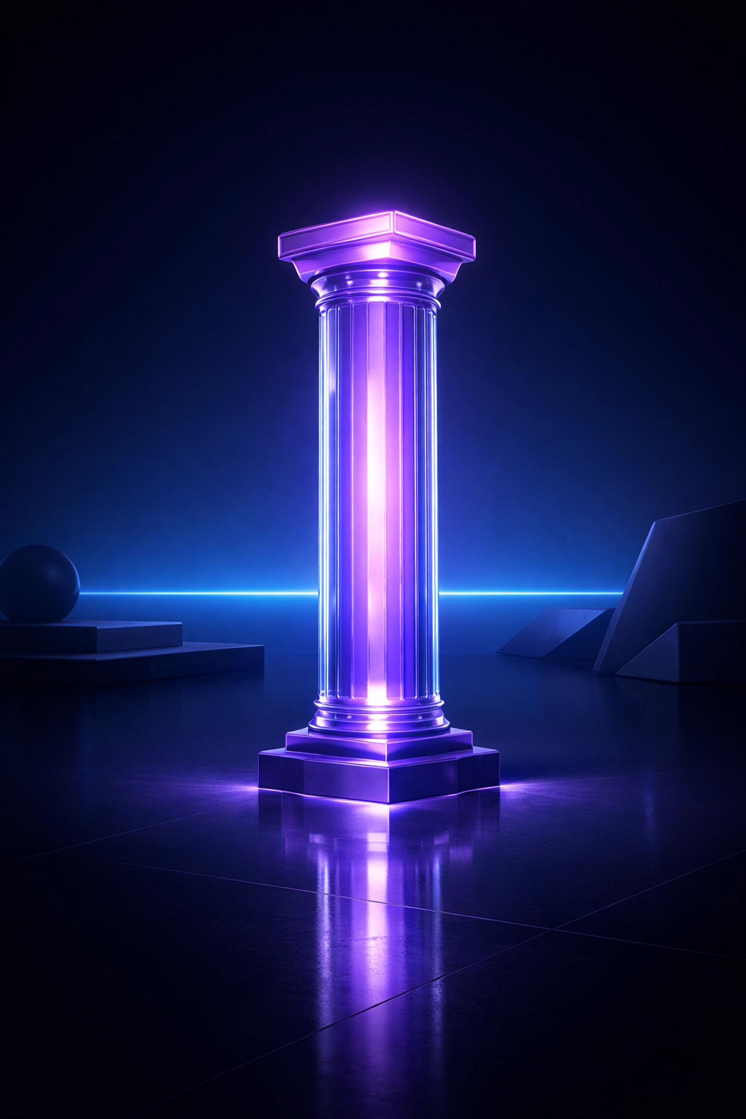 A glowing architectural pillar representing definitive business authority and authoritative content pages.