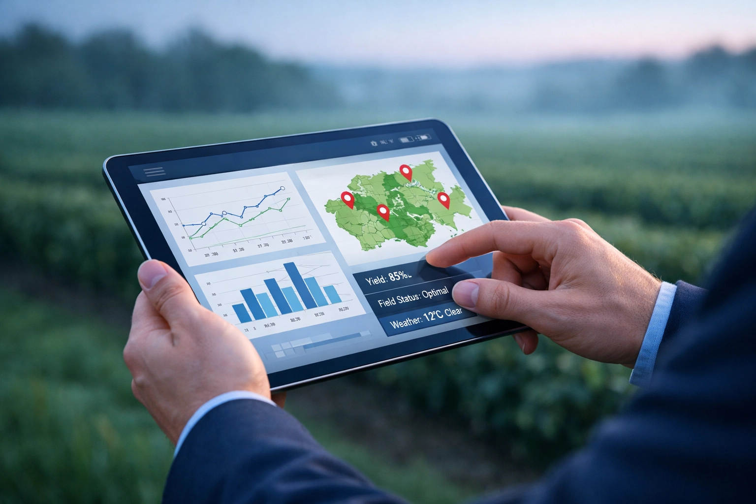 Digital management software on a tablet for modernizing operations in an Alabama landscaping company.