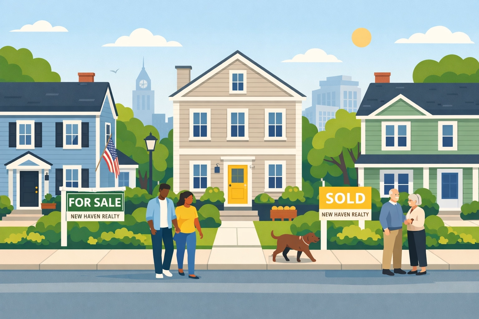 New Haven residential neighborhood showing homes subject to property tax increases