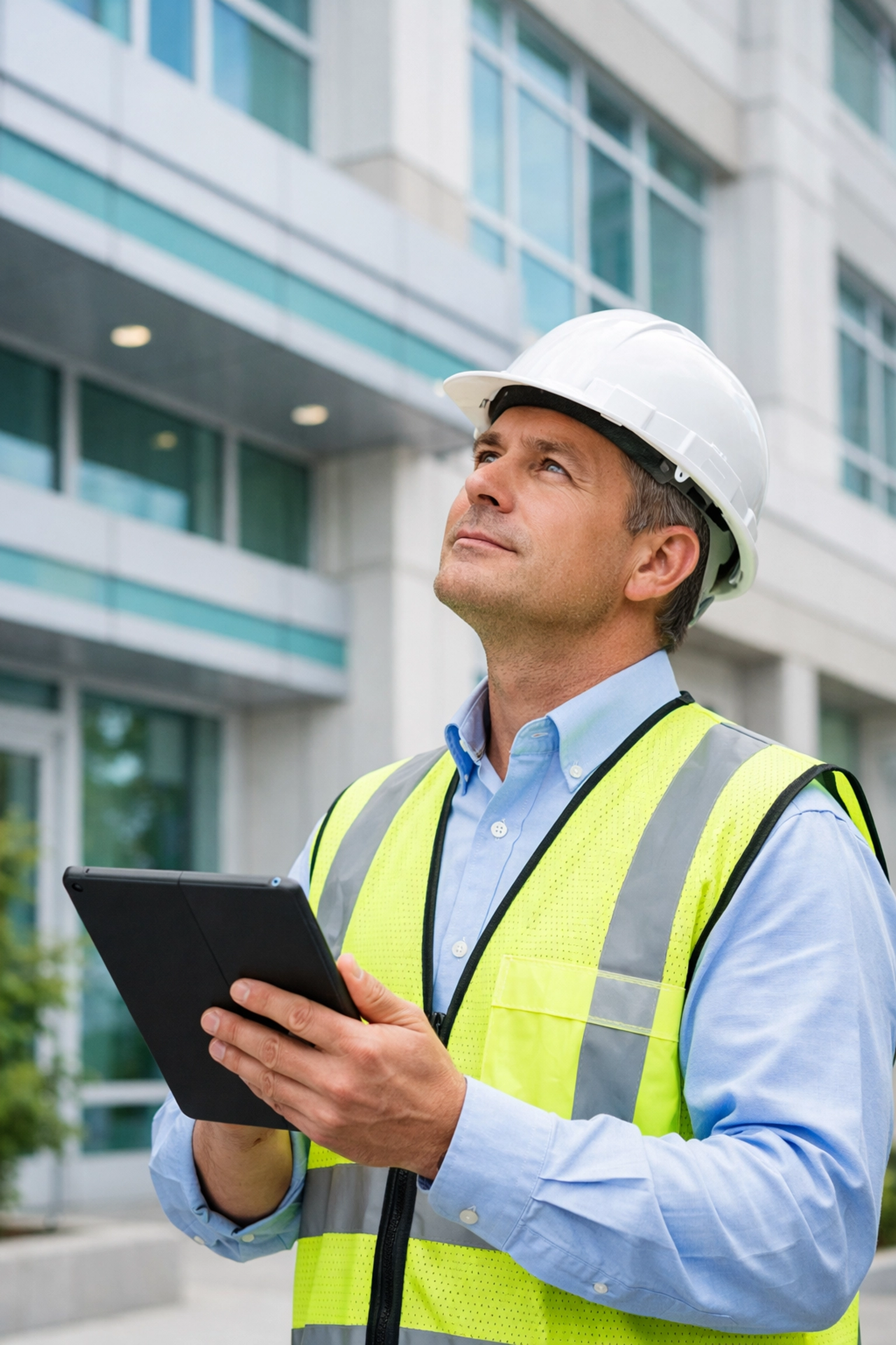 Professional engineer conducting 40 year building recertification for south florida construction projects.