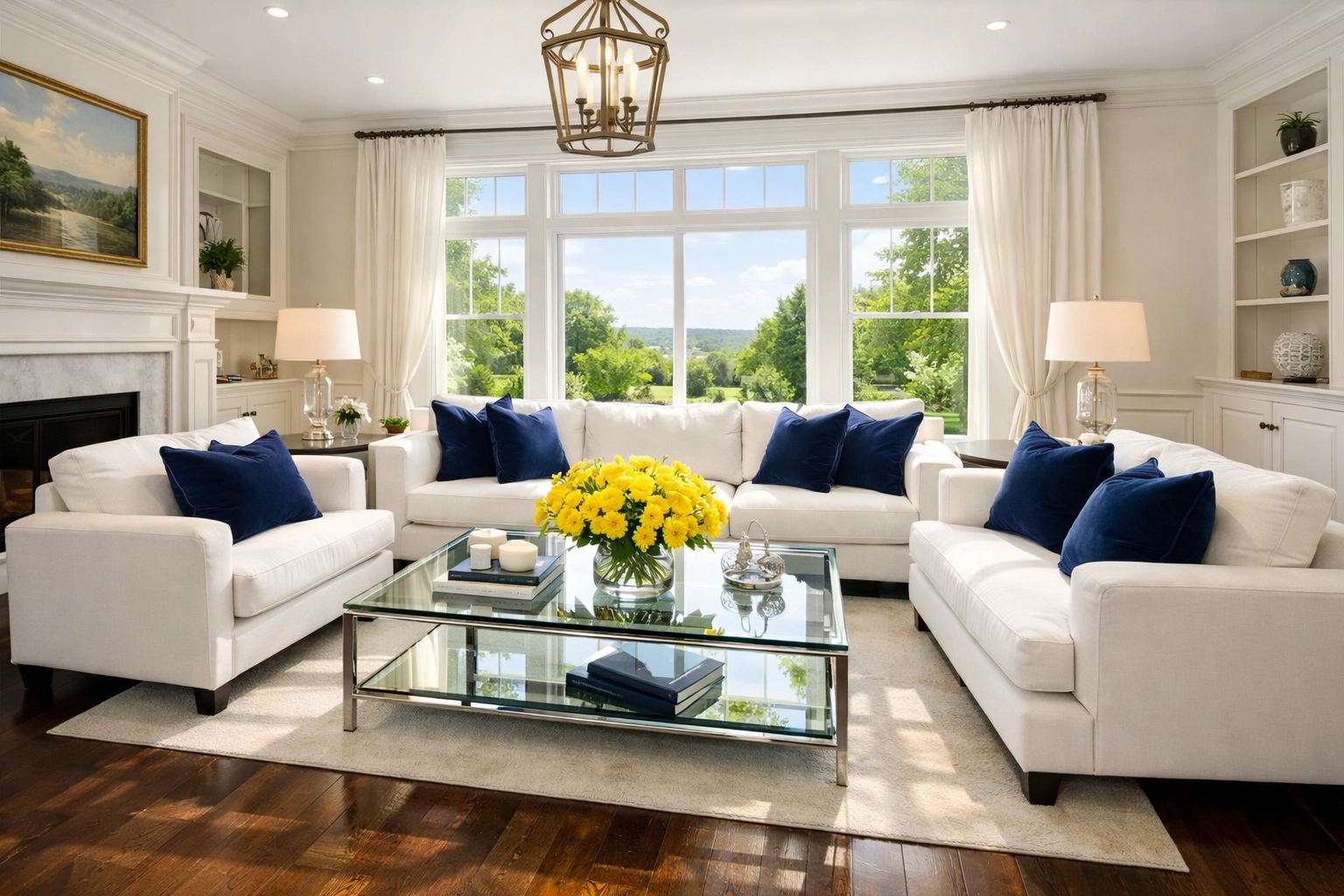 Healthy and dust-free living room in Shirley MA after a professional house cleaning service.