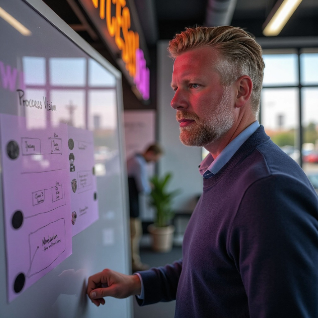 Business Consultant Reviewing Workflow at Process Vision